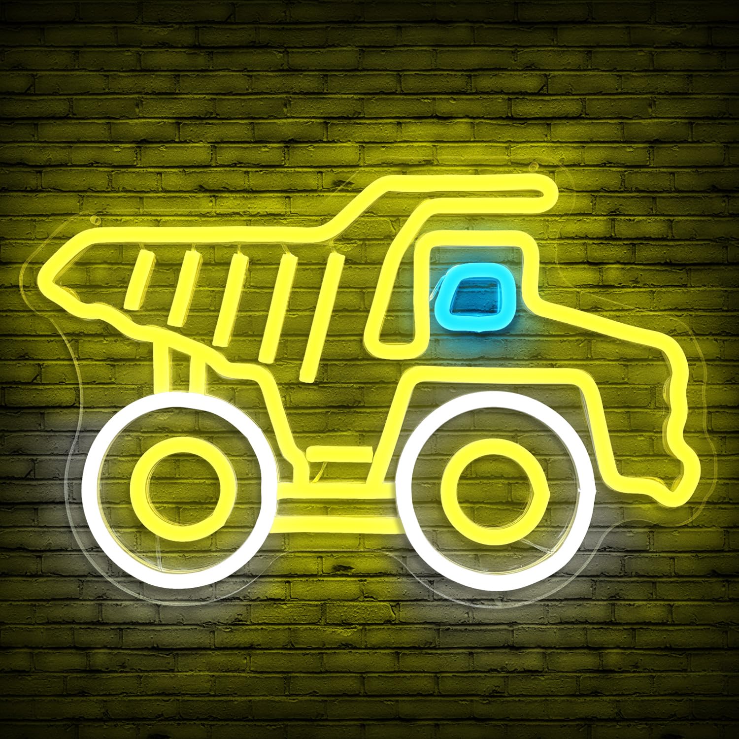 Cheunyar Truck Neon Sign - Dimmable LED Light for Wall Decor - Colorful Acrylic Design for Boys Room and Playroom