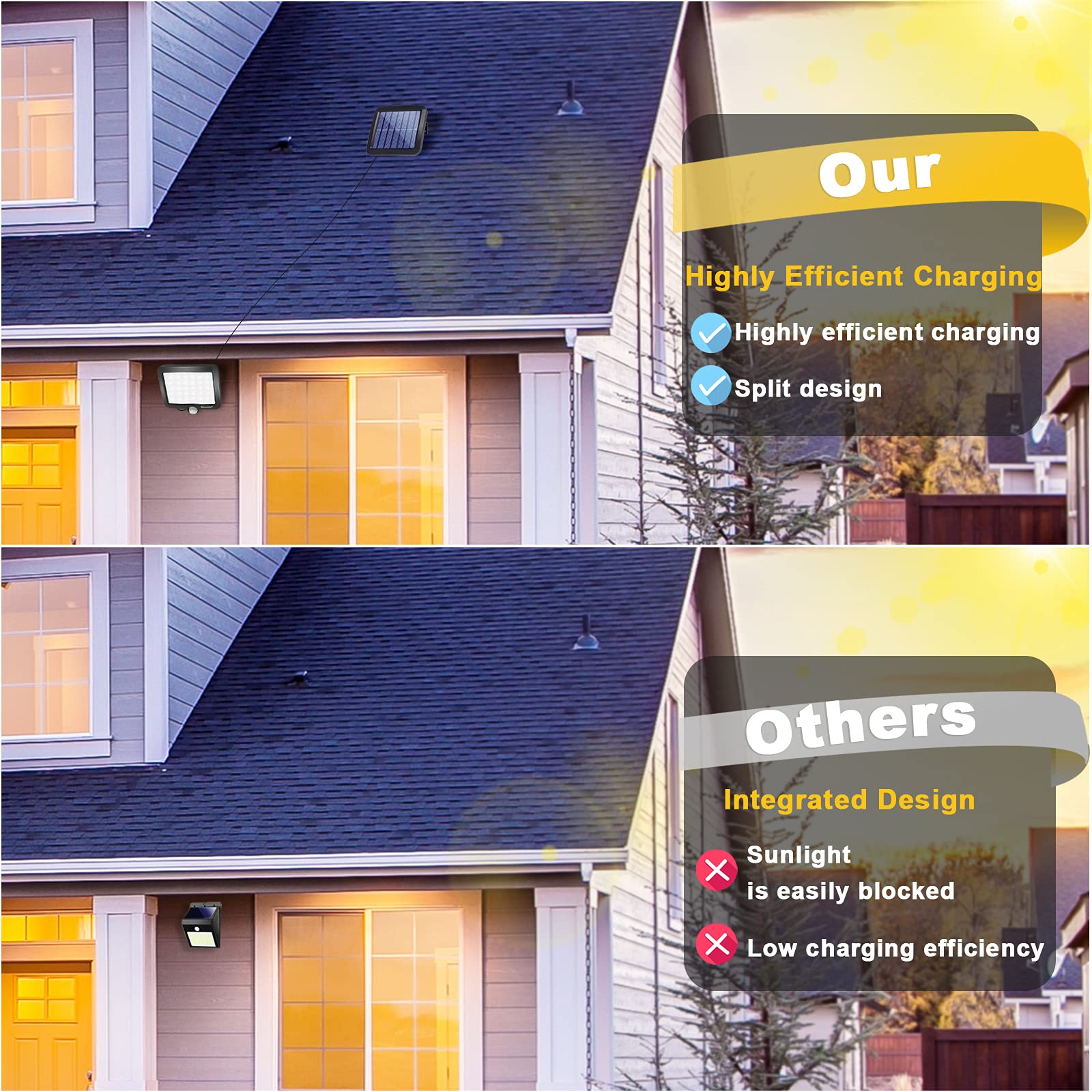 Solar Lights Outdoor With Motion Sensor, 56 Leds Ultra Bright Ip65 Waterproof Separable Solar Porch Light, Solar Security Light