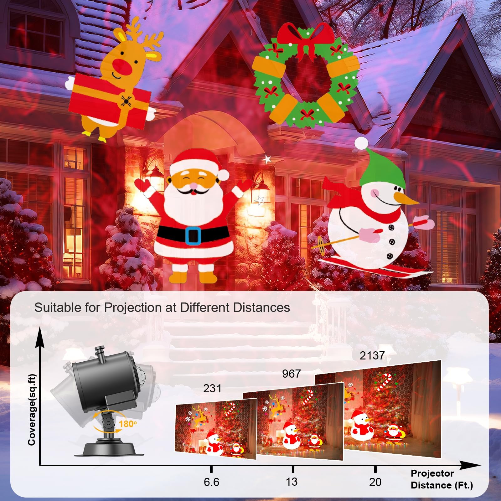 Fussion Halloween Christmas Projector Lights Outdoor, 29 Effects Holiday Christmas Projector Light Outdoor 2 In 1 With Remote, C