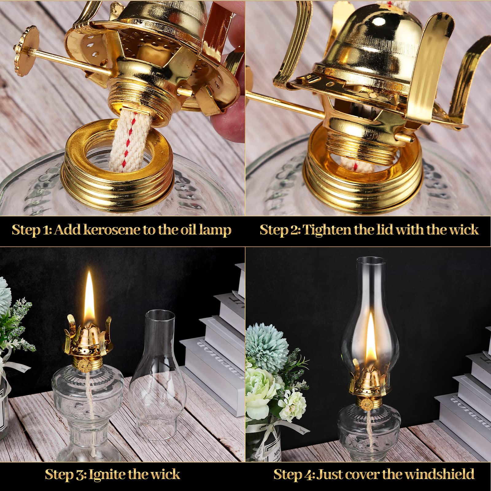 2 Pcs Chamber Oil Lamps For Indoor Use Vintage Kerosene Lamp Rustic Hurricane Kerosene Lantern With Adjustable Fire Wick Lightin
