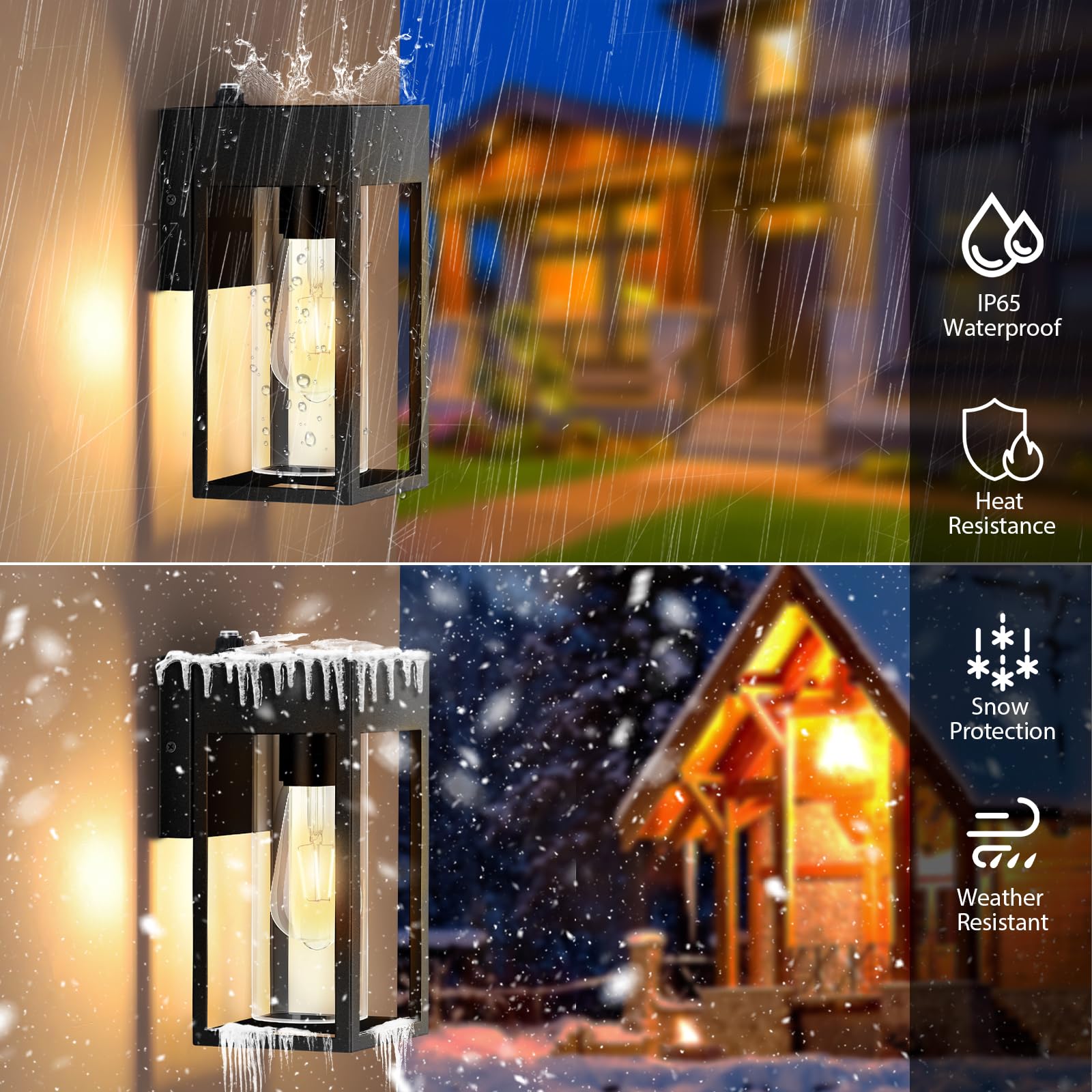 Lwsoy Dusk To Dawn Outdoor Lighting, 2 Pack Porch Lights Outdoor Waterproof, Exterior Lighting Fixtures With Clear Glass E26 Base, Wall Sconce Light For House Porch Patio Front Door Garage