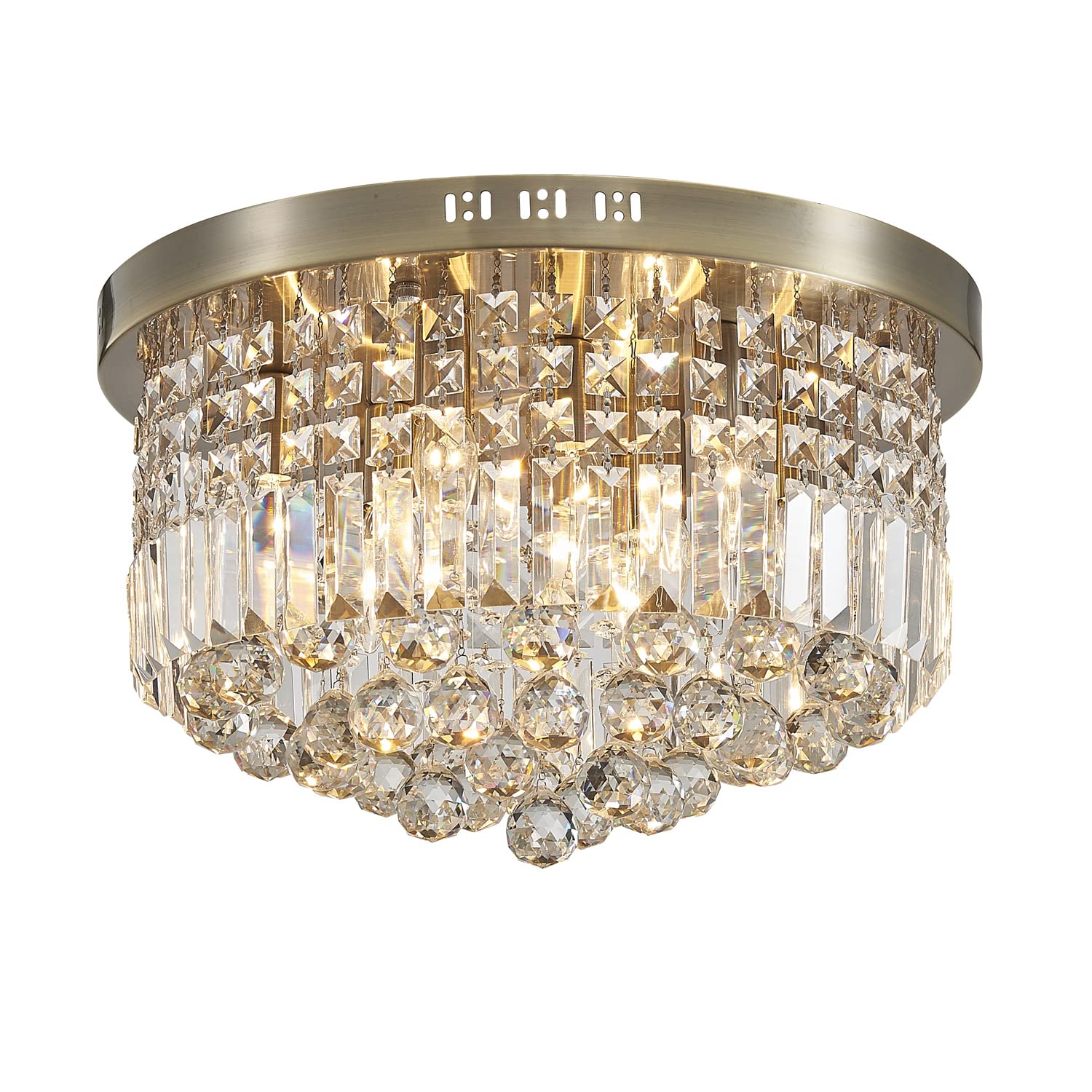 Saint Mossi 9 Light Modern Crystal Raindrop Chandelier Lighting Flush Mount LED Ceiling Light Fixture Pendant Lamp for Dining Ro