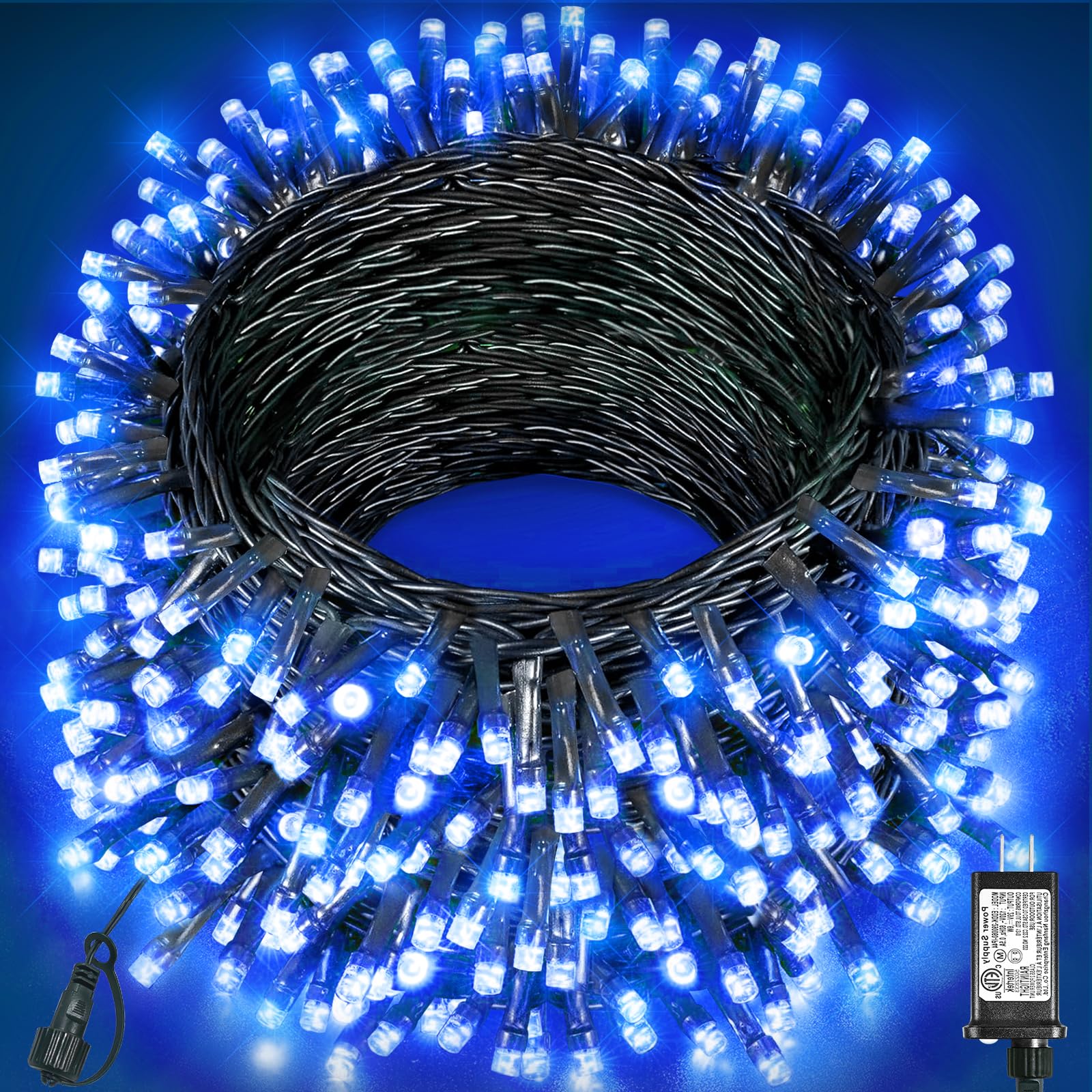 Xmasbokeh 157Ft 480 Led Christmas Lights Outdoor  Plug In Christmas Tree Lights Waterproof  8 Modes Green Wire Fairy String Light For Indoor Home Patio Tree House Holiday Decorations  Blue