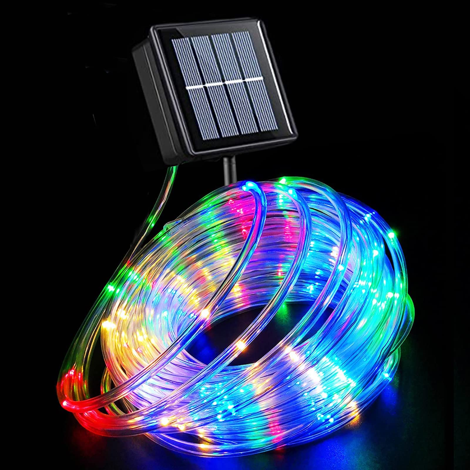 Yeguo 66Ft 200 Led Solar Multicolor Trampoline Lights, 8 Modes Outdoor Fairy Rope Lights
