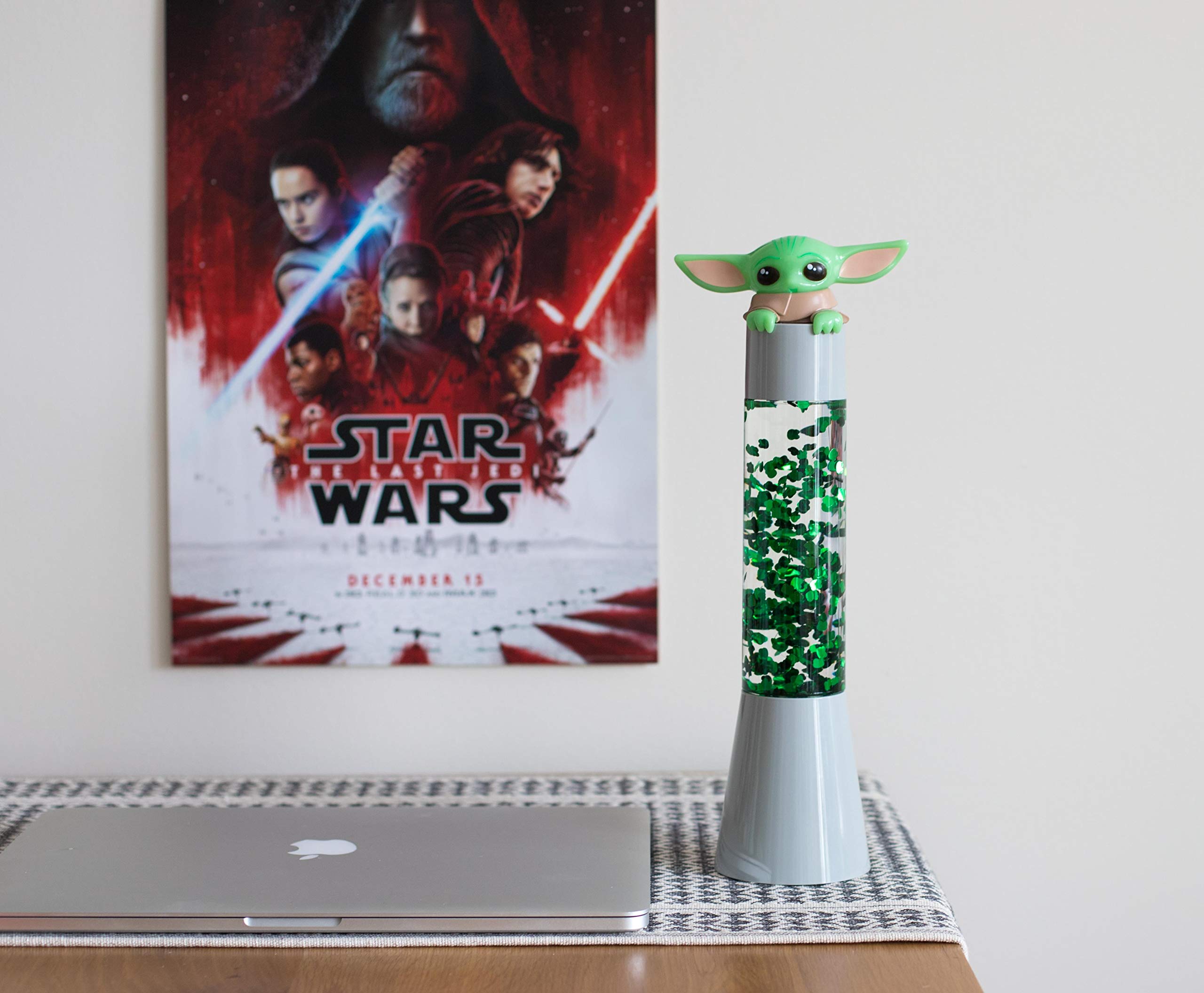 STAR WARS The Mandalorian 14-Inch 3D Glitter Motion Lamp - Green, Plastic, Model 886388163045