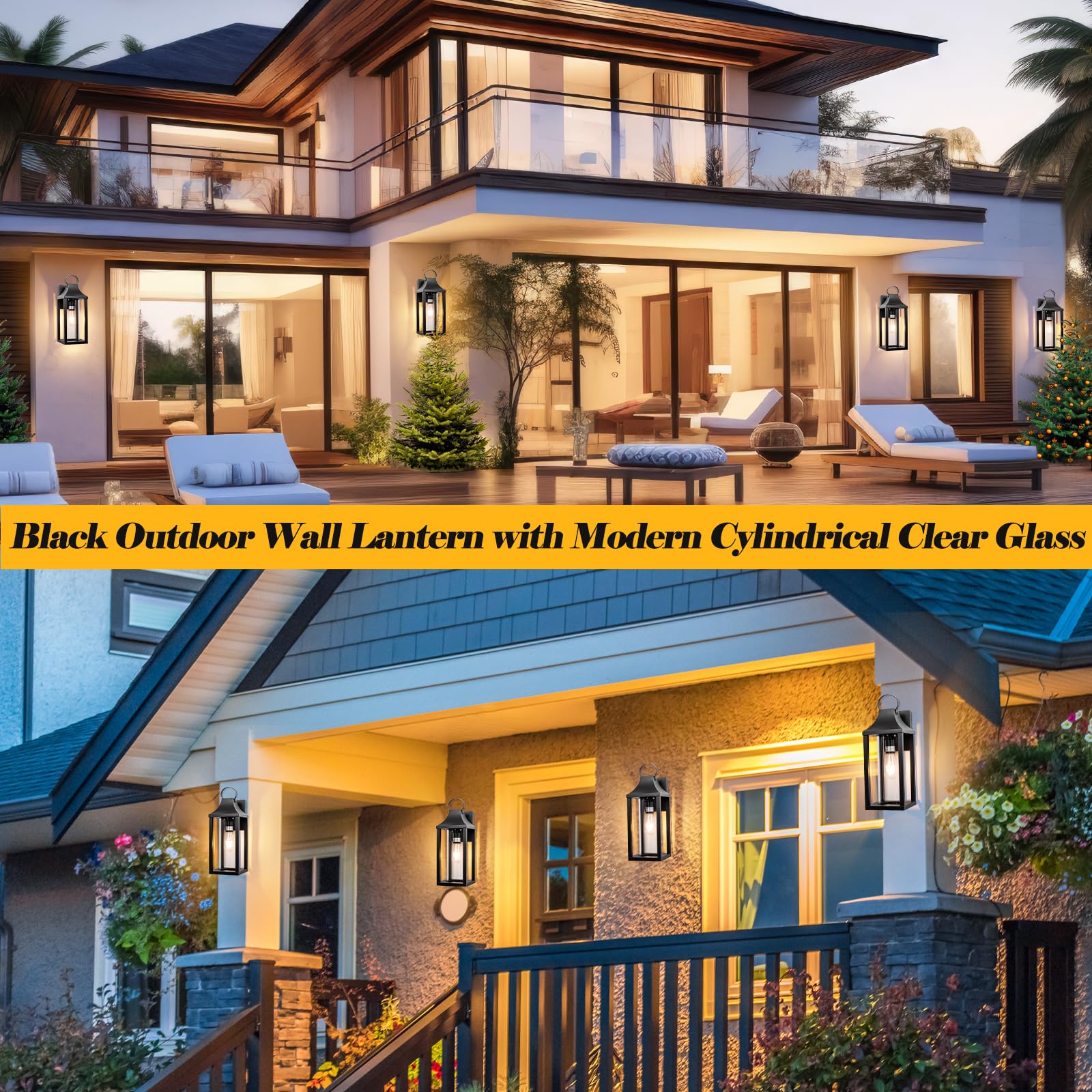 Roravilila 17&quot; Matte Black Porch Light Fixture, Ip65 Waterproof Outdoor Wall Sconce Lantern