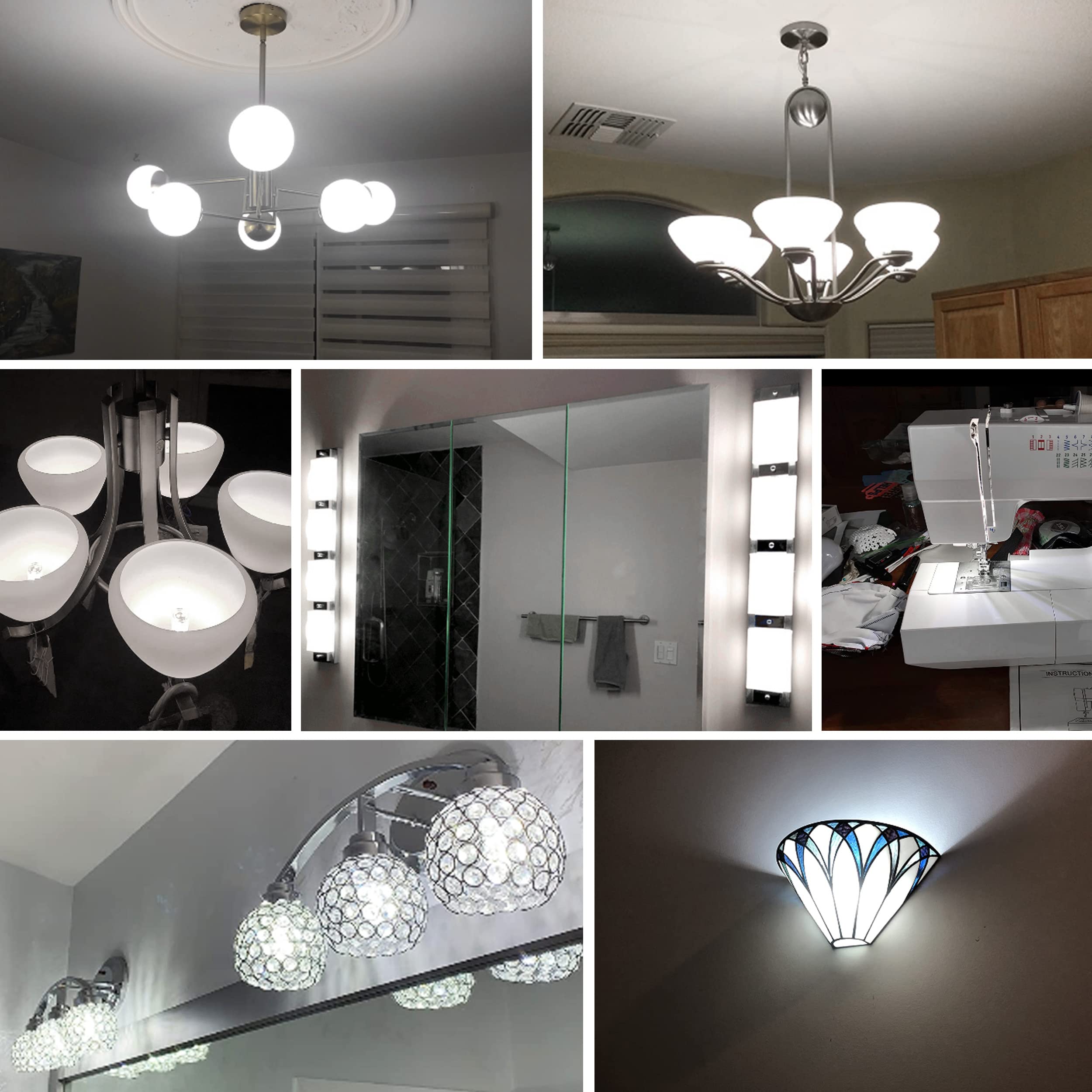 ALIDE Dimmable E12 LED Bulbs, 5W (40W Equivalent), 6000K Daylight White, T6 Base, 450lm, 10 Pack, Plastic