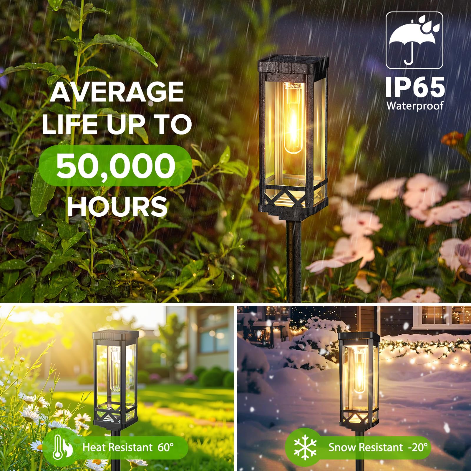 Kooper Taller Solar Pathway Lights Outdoor  2 Pack Upgraded Brighter Solar Garden Lights Solar Powered  Up To 15 Hours Outdoor Solar Lights For Yard Landscape Lighting Path Walkway Driveway Sidewalk