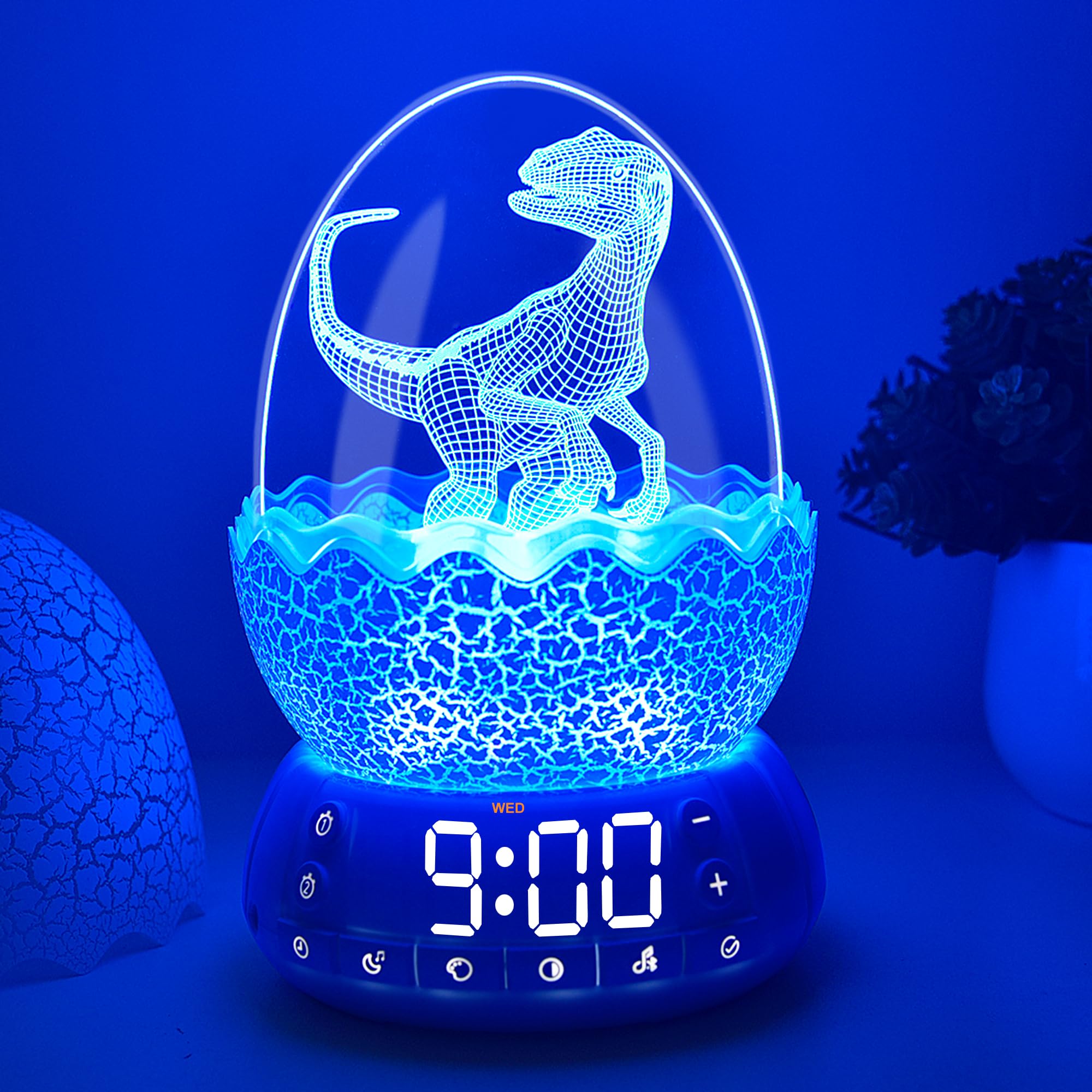 Mtdyhy Dinosaur Egg Kids Clock/Decorative Lamp/Night Light/Bluetooth Speaker/White Noise Lullaby Machine 4 In1  11 Colors Touch  Creative Gifts For Boys/Girls/mature-themed