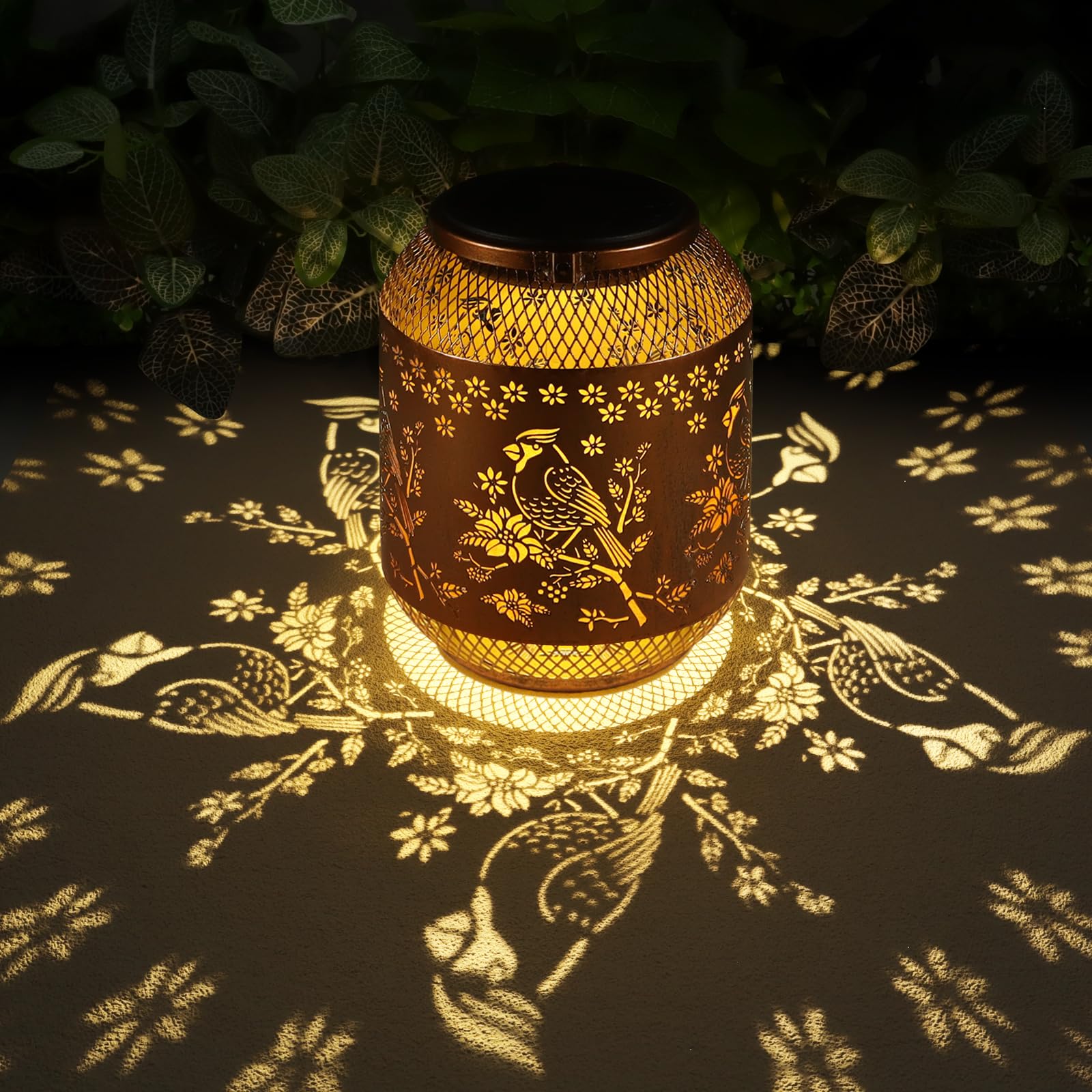 2 Pack Solar Lanterns Outdoor Hanging Cardinal Garden Decorative Christmas Lantern Birthdays Gifts For Women Mom Grandma Metal W