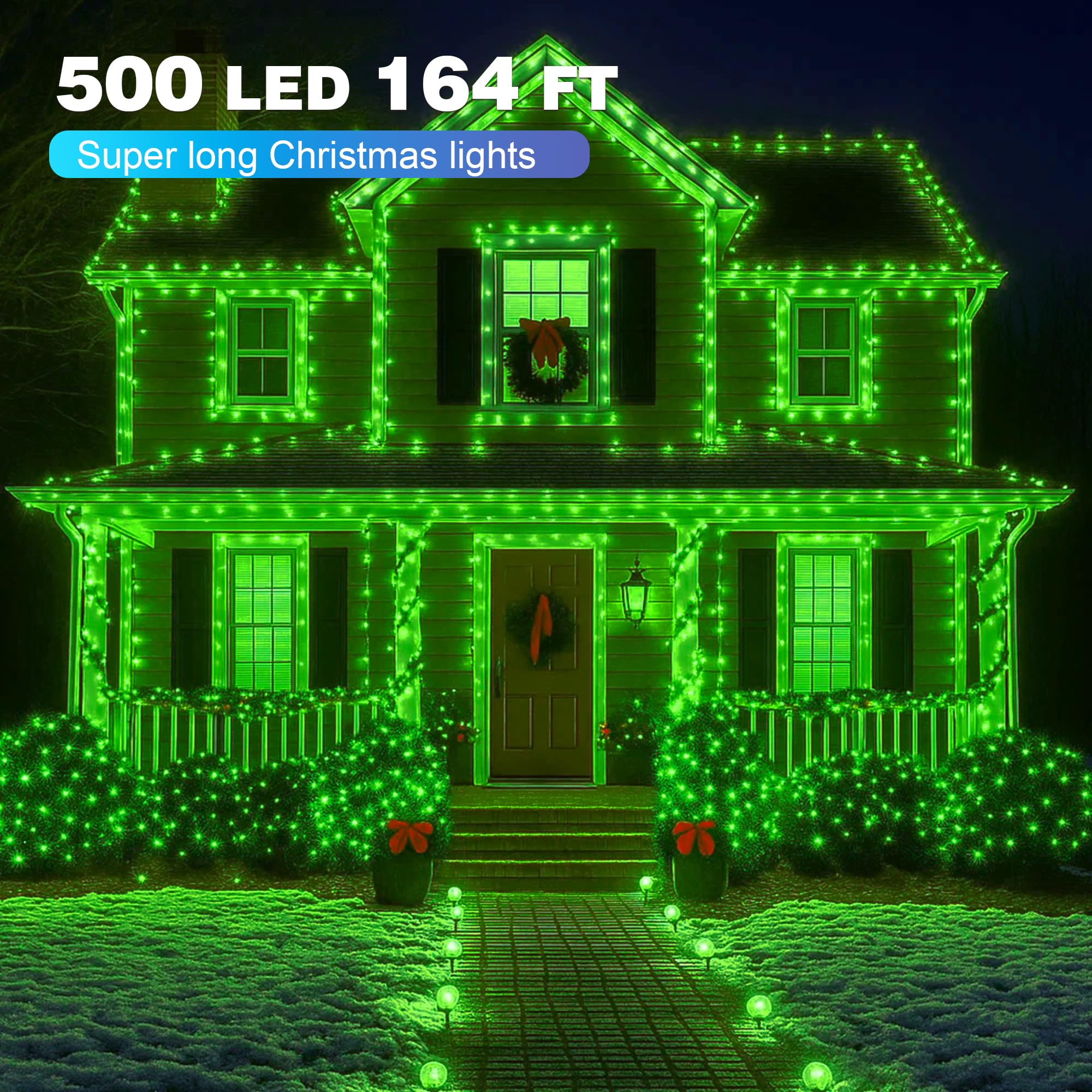 Domolli Christmas Lights 500Led 164Ft  Waterproof Christmas Tree Lights With 8 Modes  Remote Control 3 Timers & Memory Function Xmas Decorations For House And Holiday (Green)