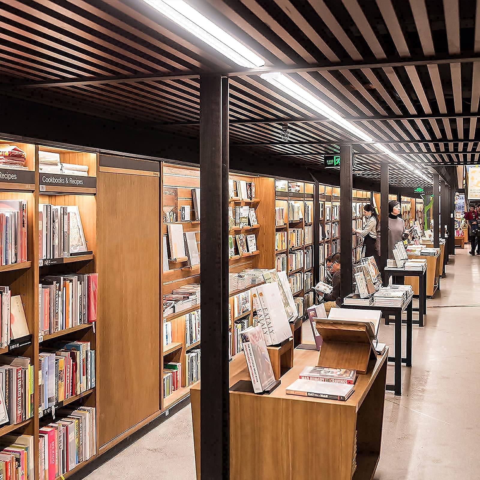 Antlux 110W 8Ft Led Shop Lights Ultra Slim Led Wraparound, 12600Lm, 5000K, 8 Foot Strip Light, Flush Mount Garage Office Warehouse Ceiling Lighting Fixture, 8 Foot Fluorescent Tube Replacement, 4 Pack