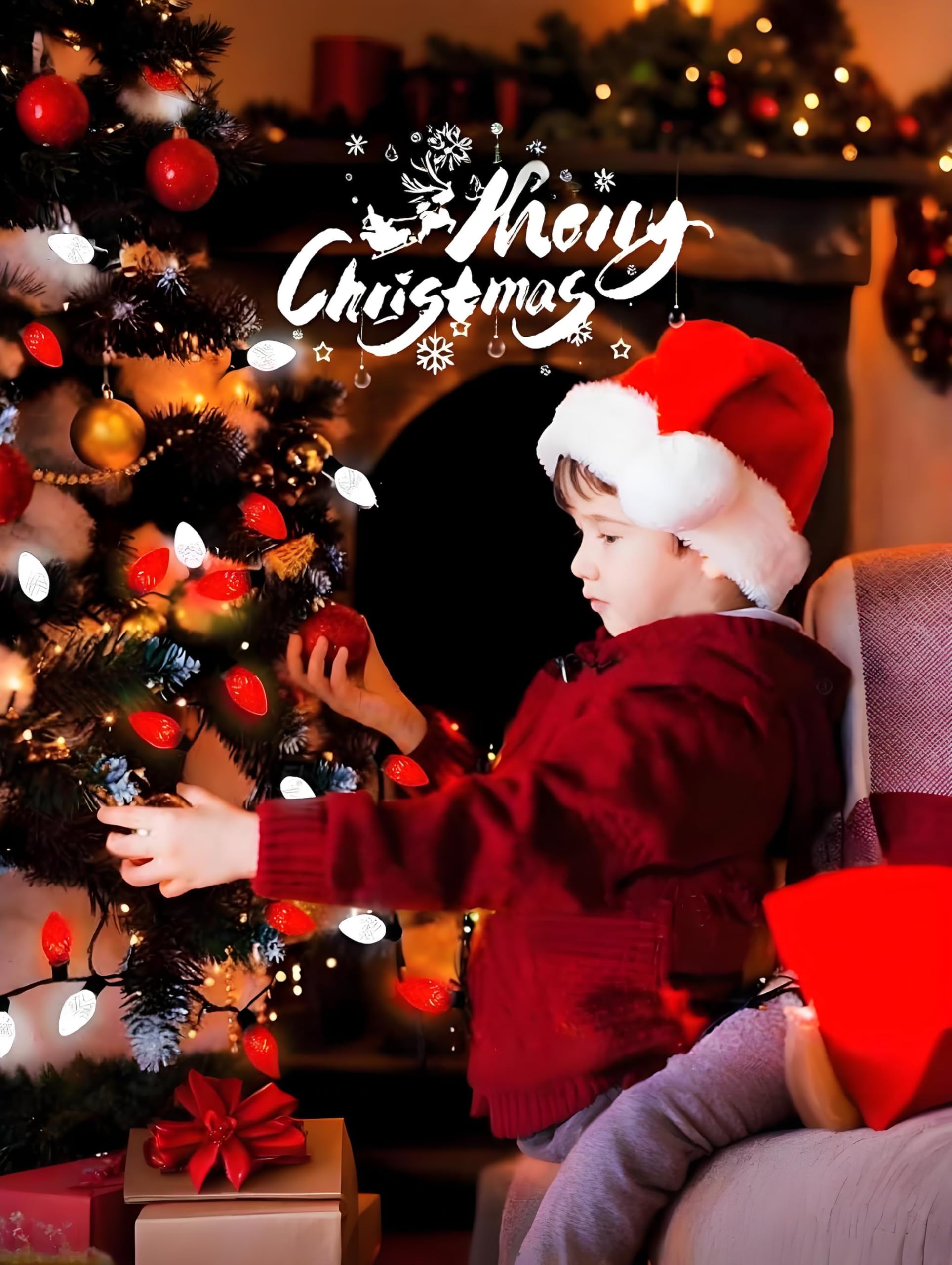 2-Pack Connectable C9 Christmas Lights Outdoor Indoor  66 Ft 100 Led Christmas String Lights Plug In With 8 Modes & Timer  Waterproof Fairy Twinkle Light For Xmas Tree Yard Decorations (Red And White)