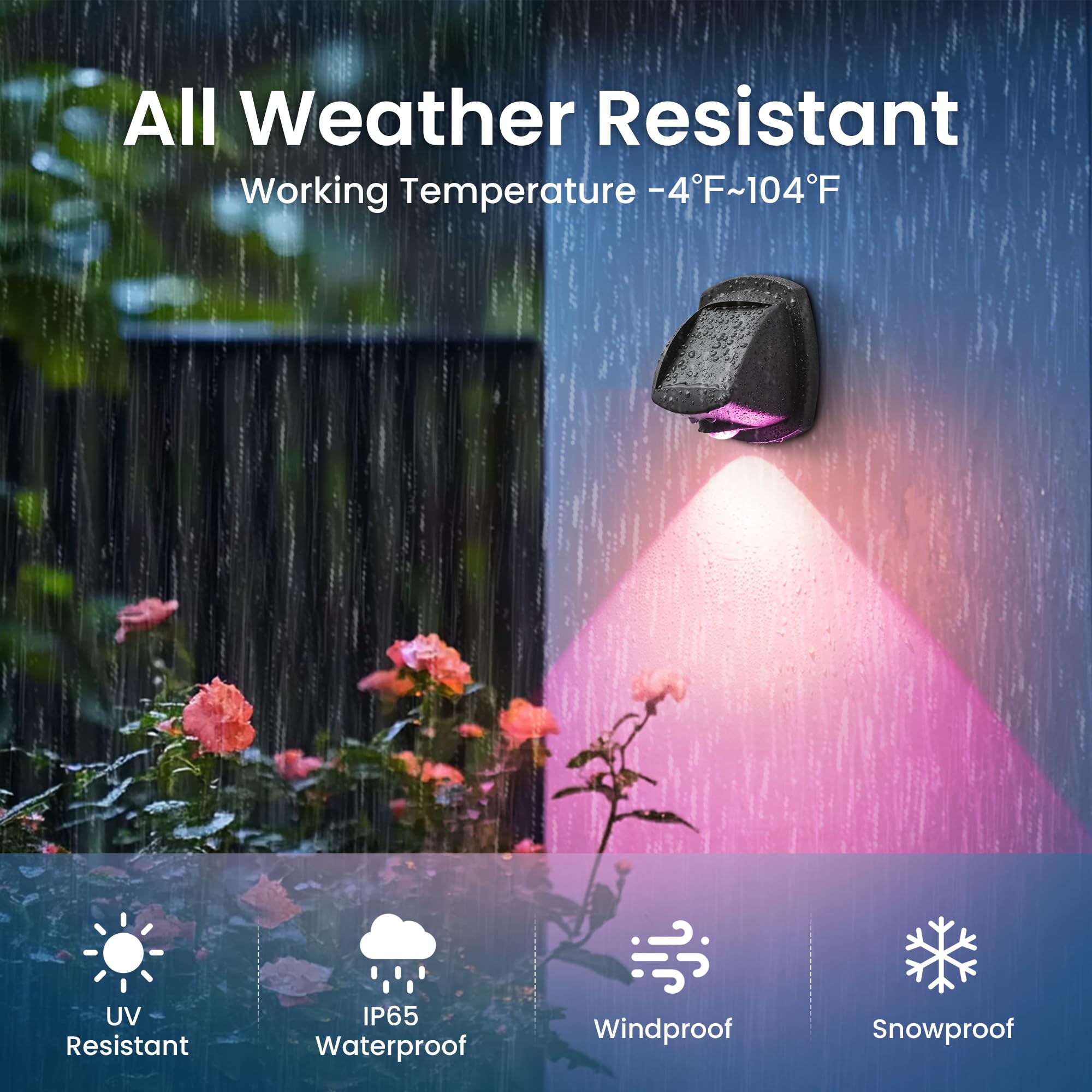 Auderwin Solar Fence Lights Outdoor Waterproof Ip65 Solar Wall Lights Outside Multicolor Led Solar Powered Rgb Fence Lights Outd