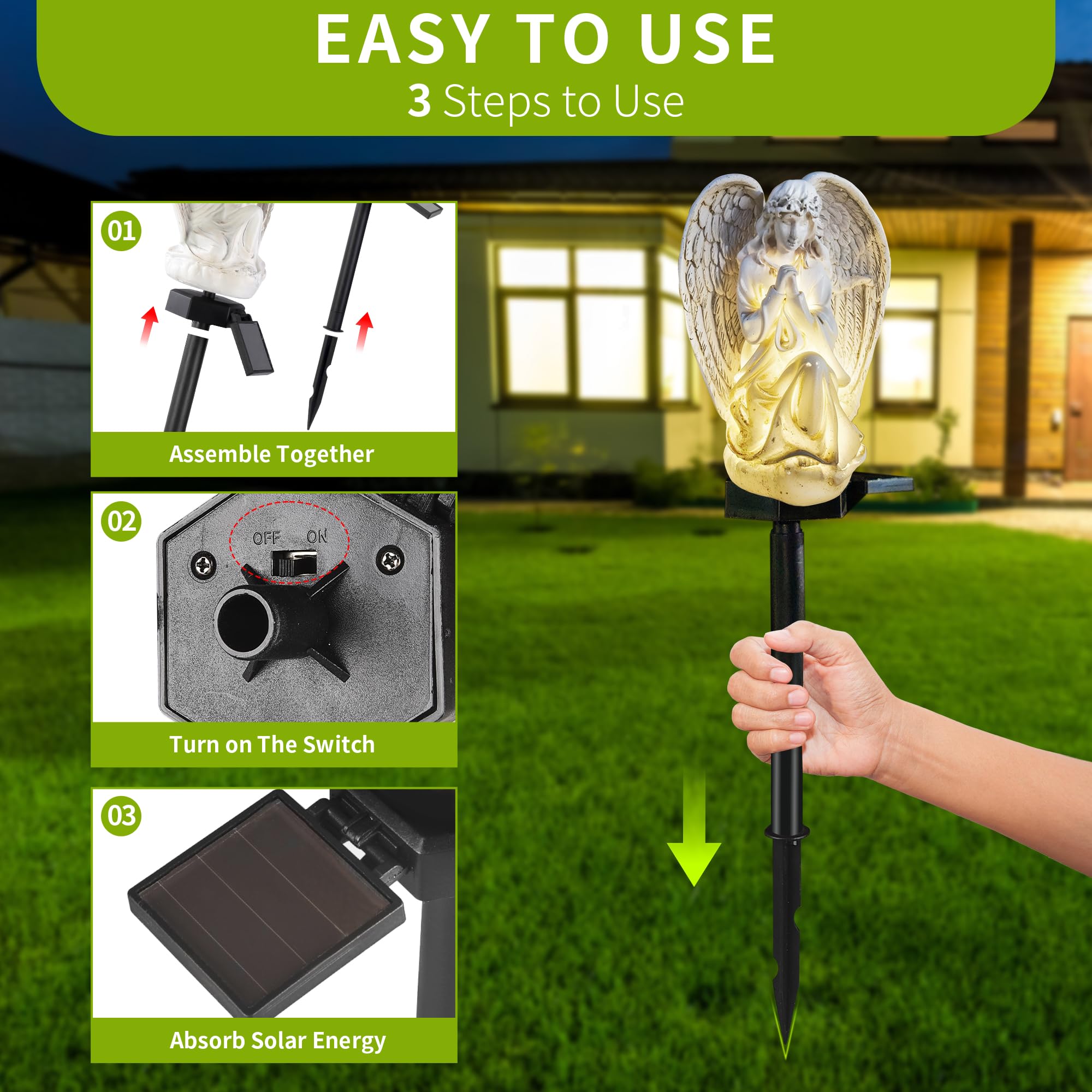 Xurleq Solar Garden Light - Waterproof Angel Resin Decor For Lawn, Patio & Fence