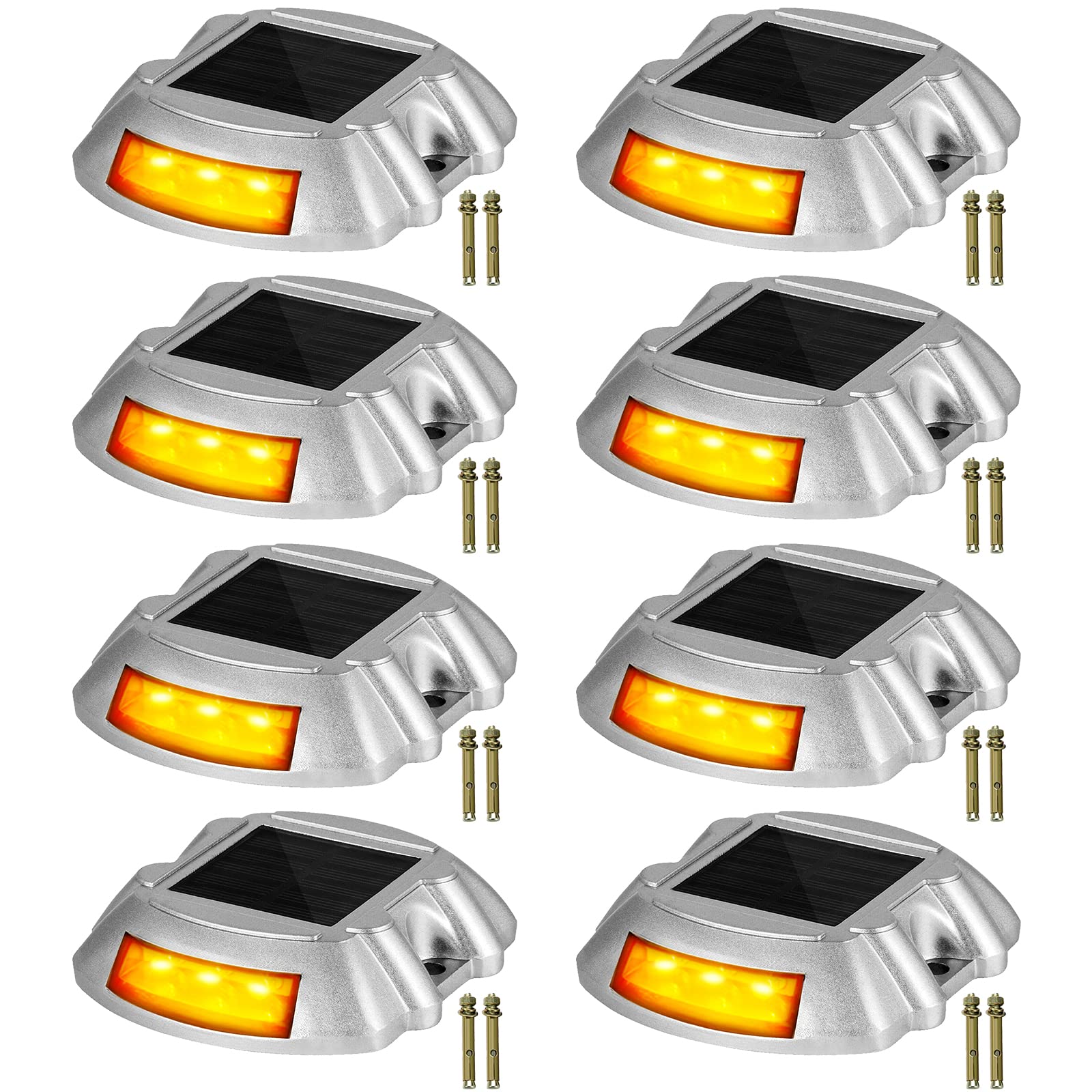 Happybuy 8-Pack Solar Driveway Lights, Bright Orange, Waterproof Led Dock Lights For Garden Pathways