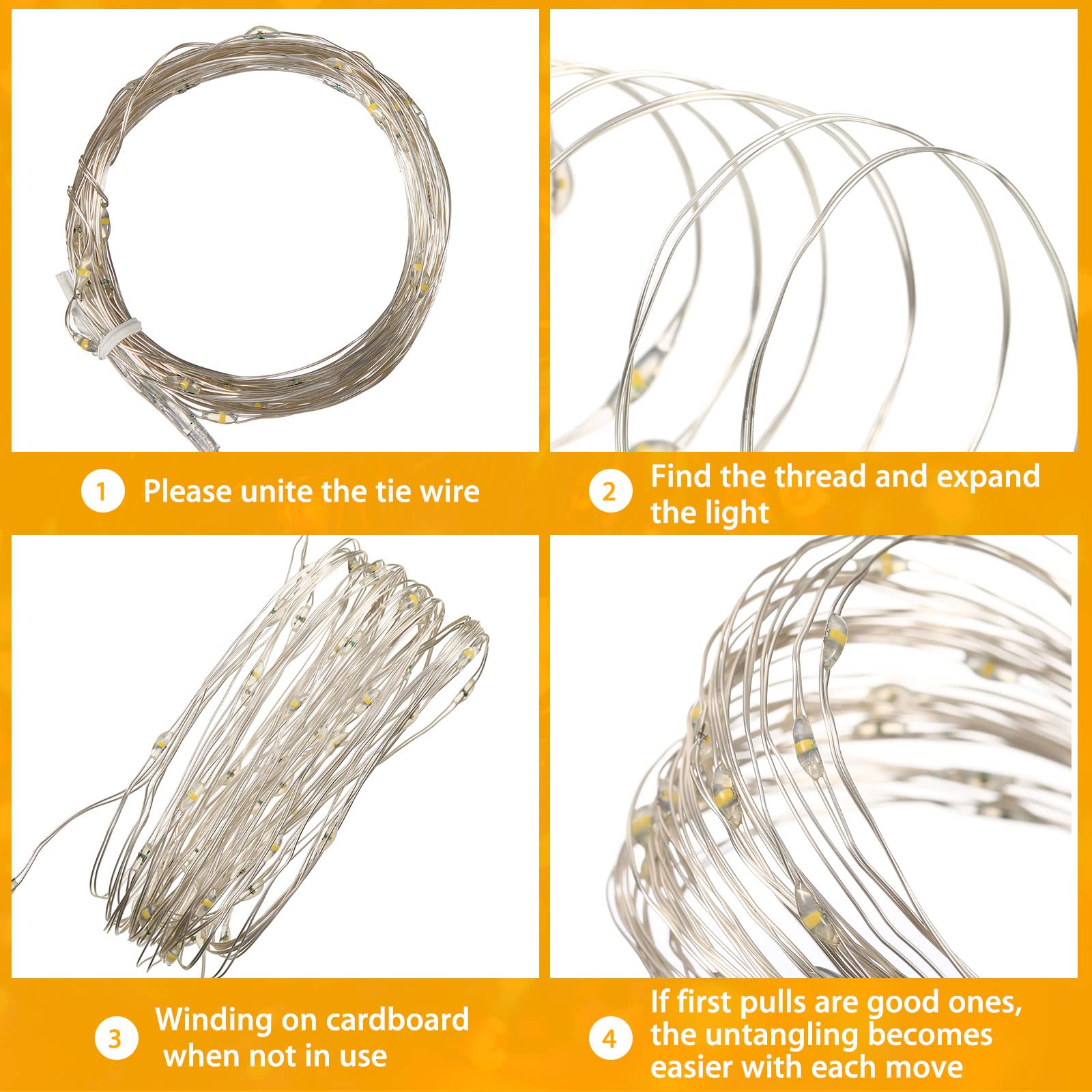 Tuanse 10 Pack Fairy String Lights, 16.4 ft, 50 LED, Warm White, Copper Wire, Battery Operated, Timer Function for Decor
