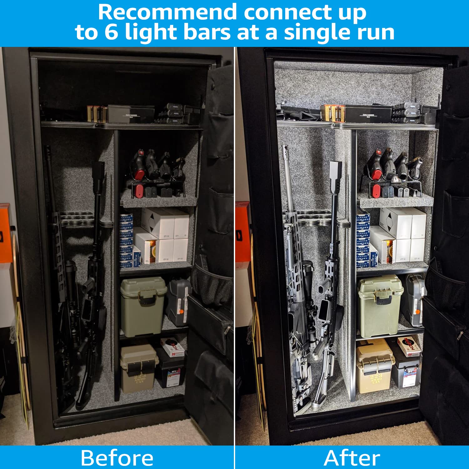 Torchstar Led Safe Lighting Kit, (4) 12 Inch Linkable Light Bars + Rocker Switch + Ul Power Adapter, 600Lm, Input 100-240V, For Under Cabinet Gun Safe Locker Closet Showcase, 5000K Daylight