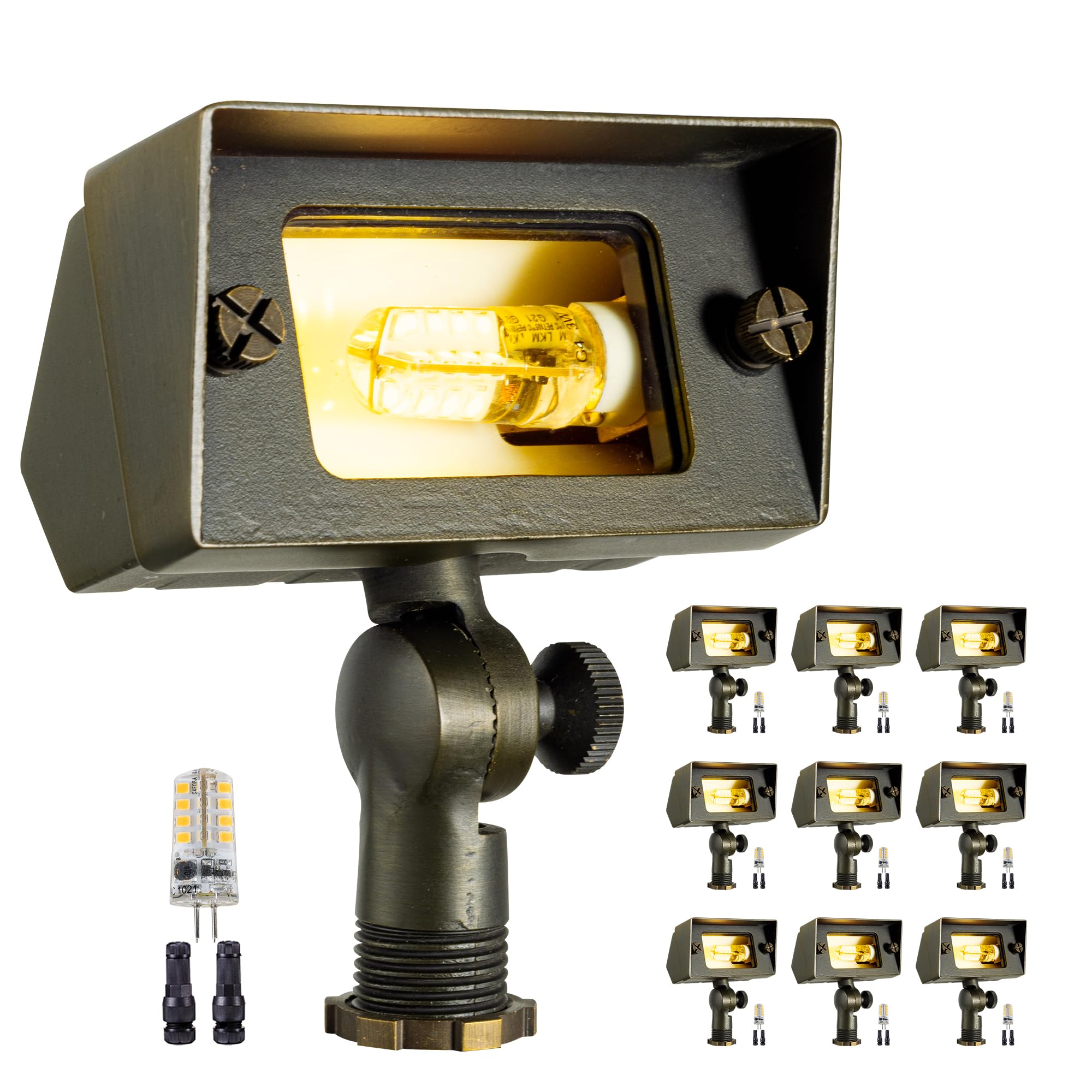 Gardenreet Low Voltage Wall Wash Lights - 12V Solid Brass LED Flood Lights Outdoor, Landscape Wired Waterproof, Bronze Wide Angl