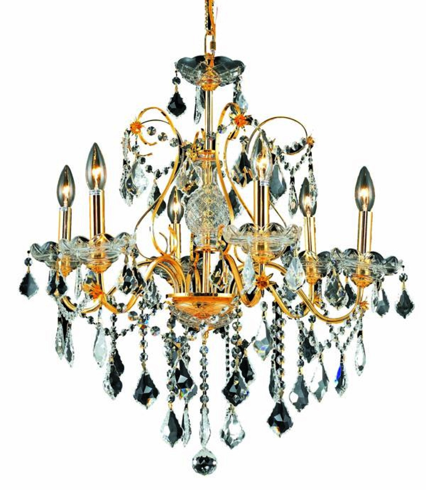 Elegant Lighting 2015D24G/RC St. Francis 21-Inch High 6-Light Chandelier, Gold Finish with Crystal (Clear) Royal Cut RC Crystal