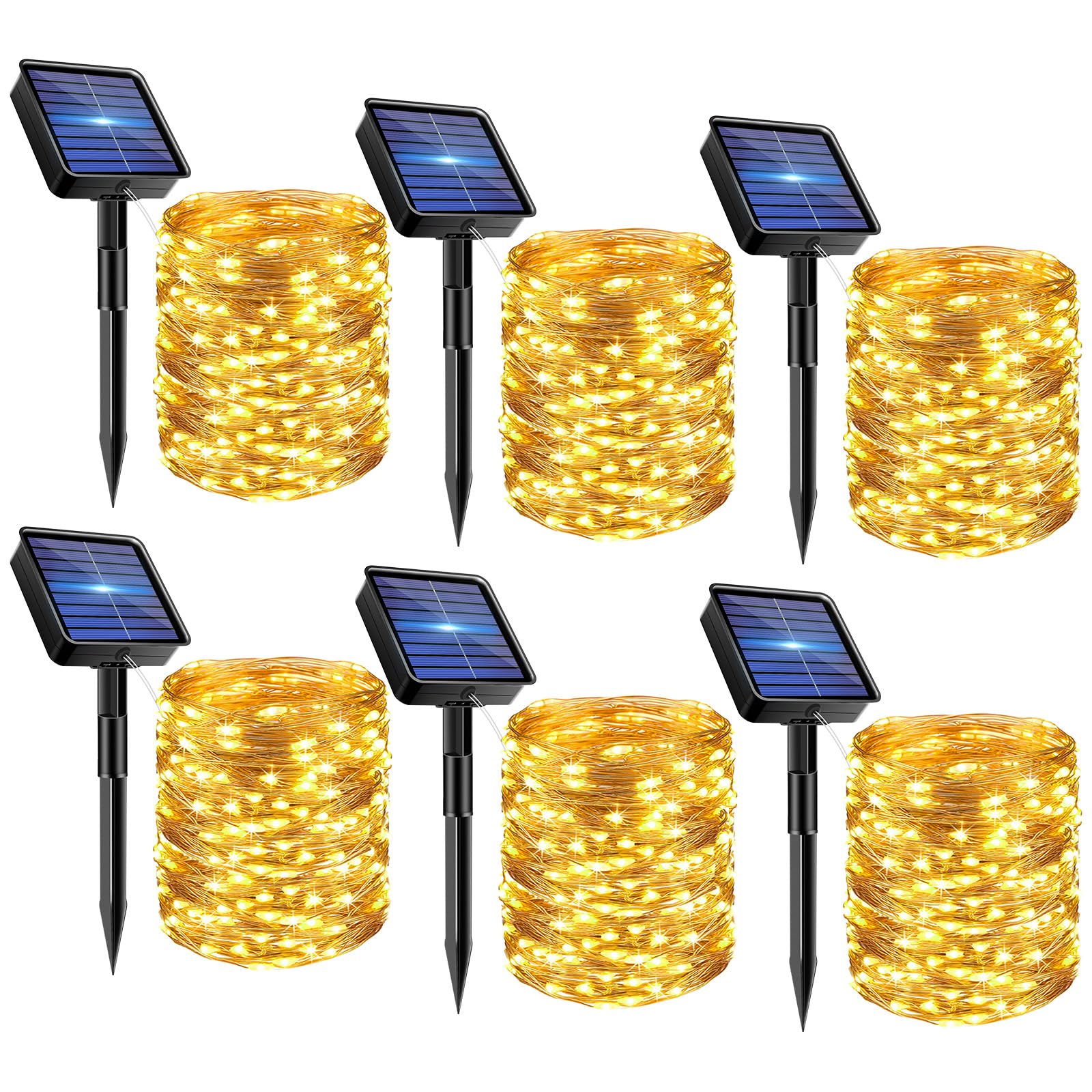 Bitjam 6 Pack Solar Fairy Lights For Outside Waterproof  Total 147Ft 450Led Solar String Lights Outdoor 8 Modes Solar Twinkle Lights For Garden Yard Christmas Tree Wedding Party Decor  Warm White