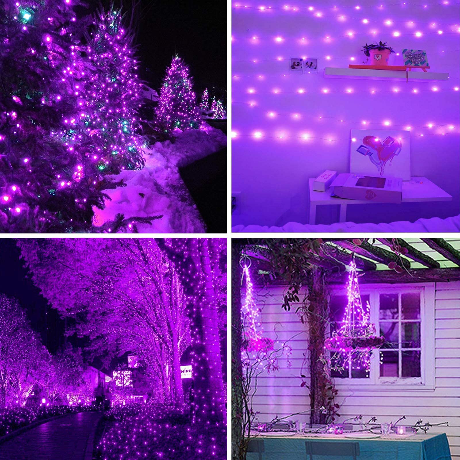 Purple Halloween Solar String Lights Outdoor, 2-Pack 80Ft 200Led Solar Twinkle Light Waterproof, Copper Wire 8 Modes Purple Fair