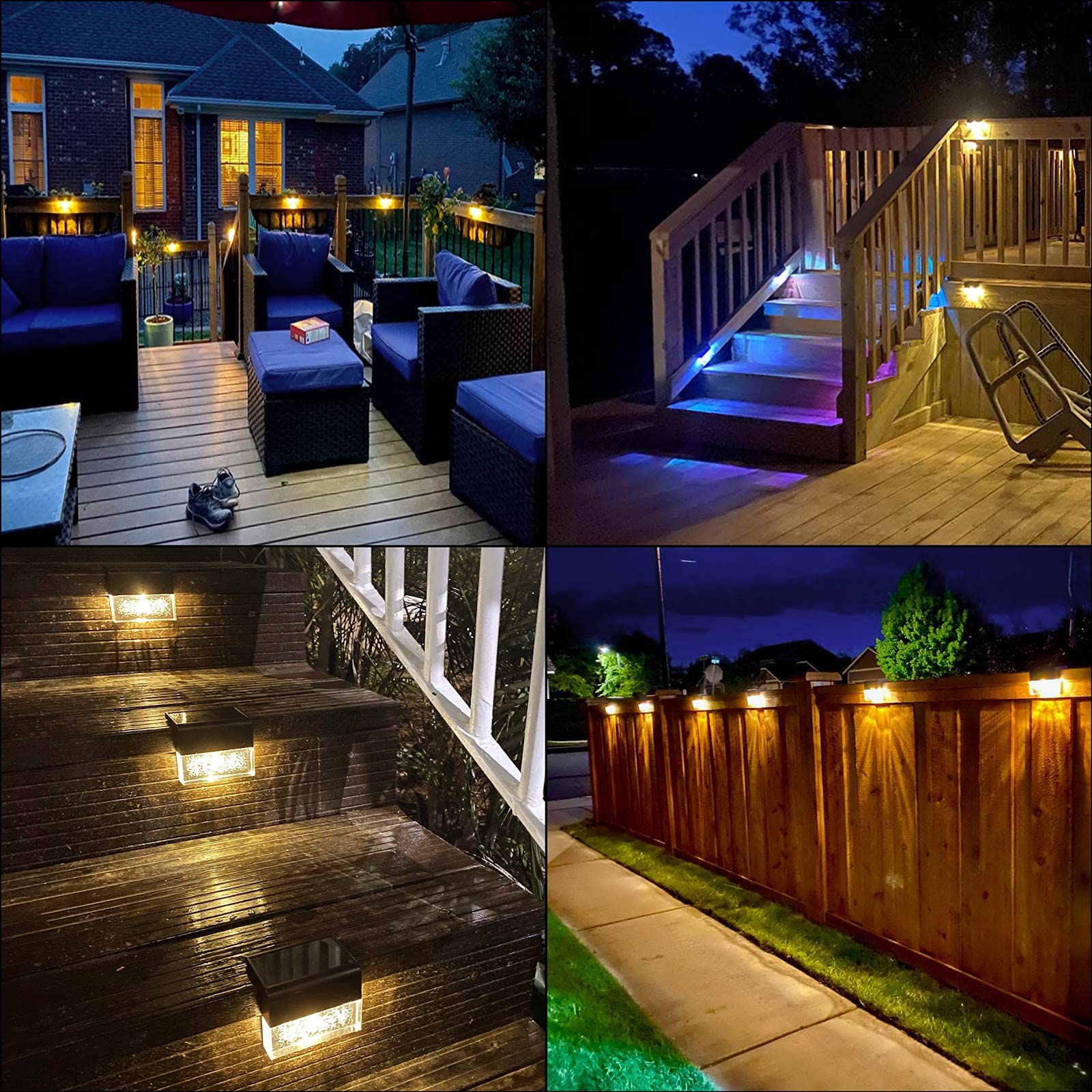 Denicmic Solar Deck Lights, 10 Lumens Led Step Lights, 6 Pack, Warm White/Color Changing
