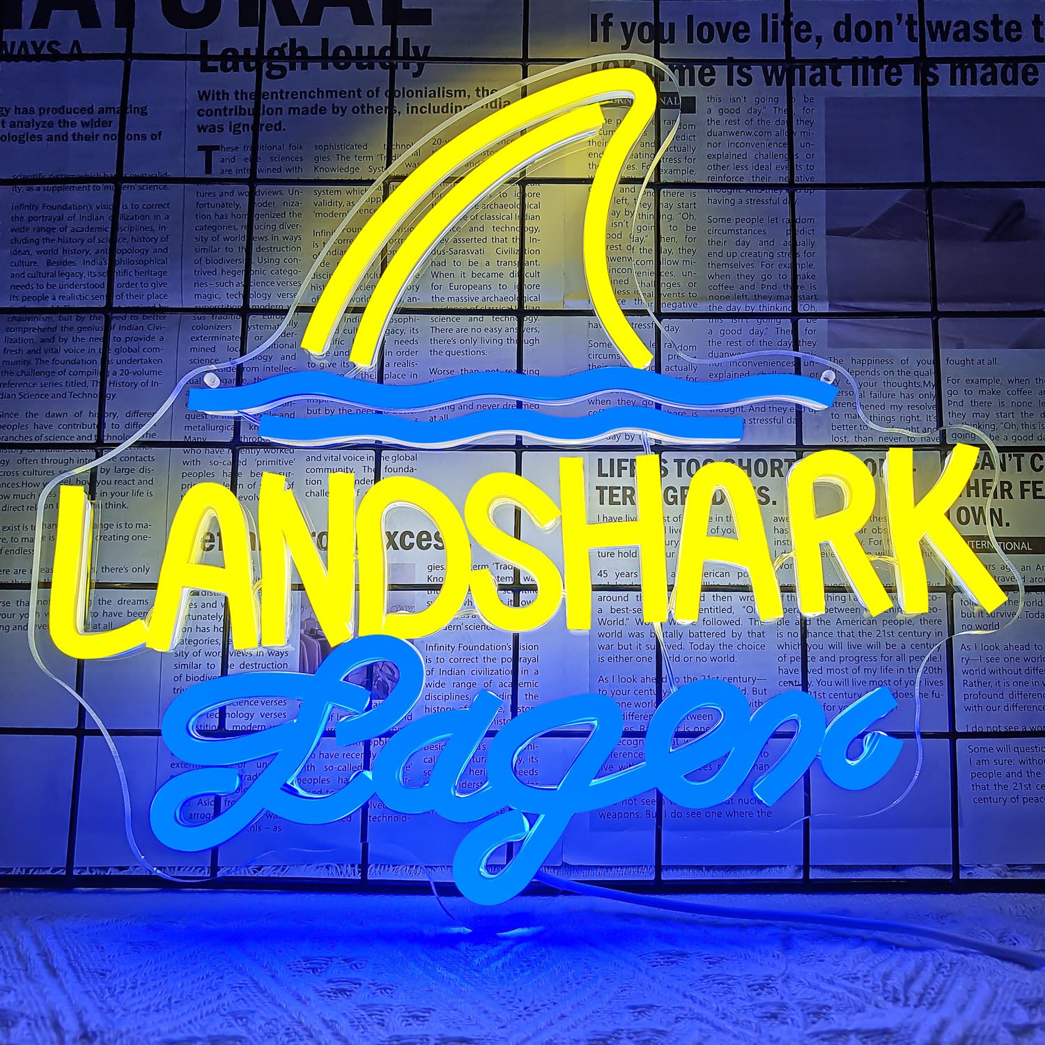 JooeTuu Land Shark Lager Neon Sign Dimmable Led Landshark Beer Neon Light Signs for Wall Decor Shark Neon Bar Lights for Man Cave Beer Club Pub Home Bar Bistro