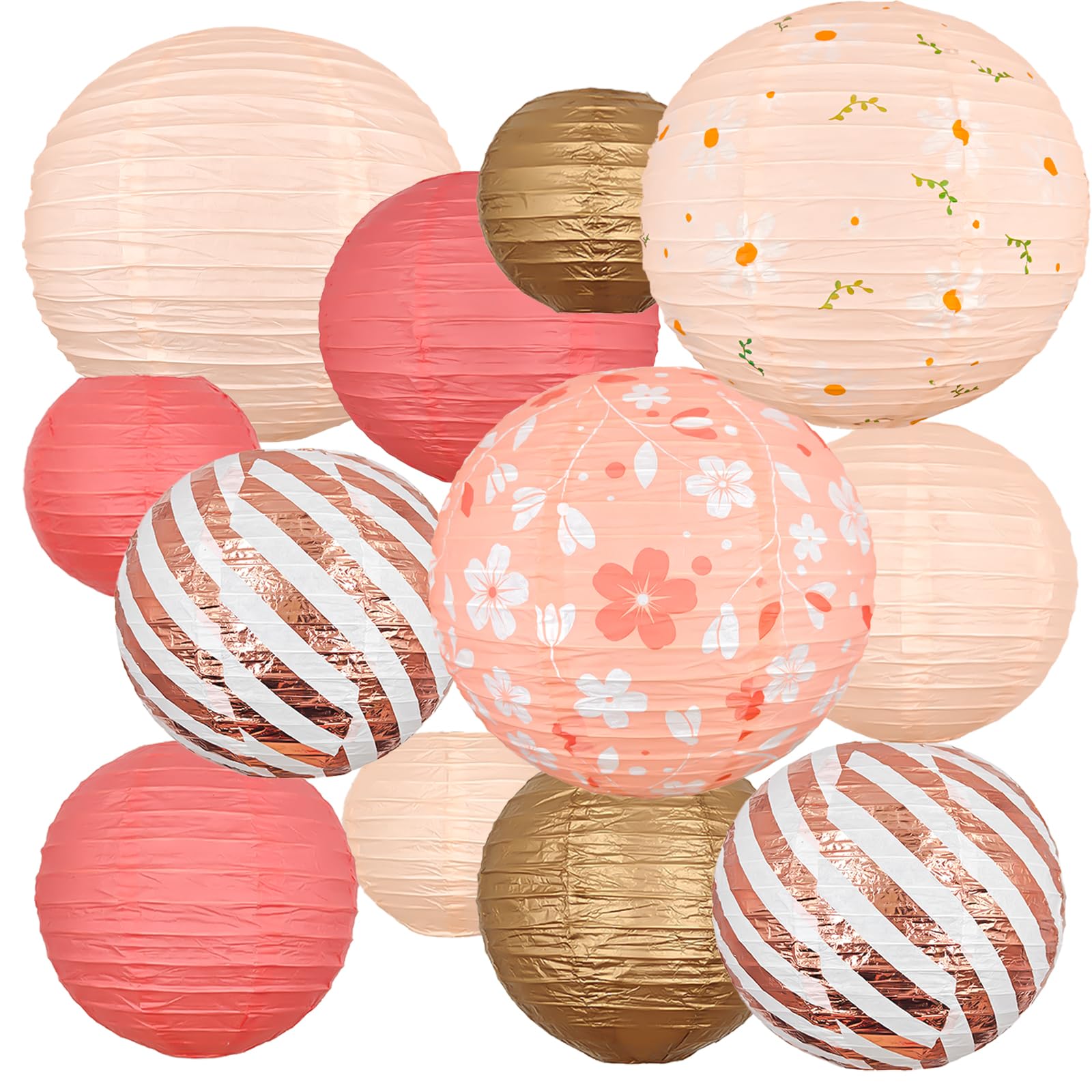 Paper Lanterns Decorative, Wedding Decorations with Daisy Pattern, Hanging Round Paper Lanterns for Engagement Anniversary Brida
