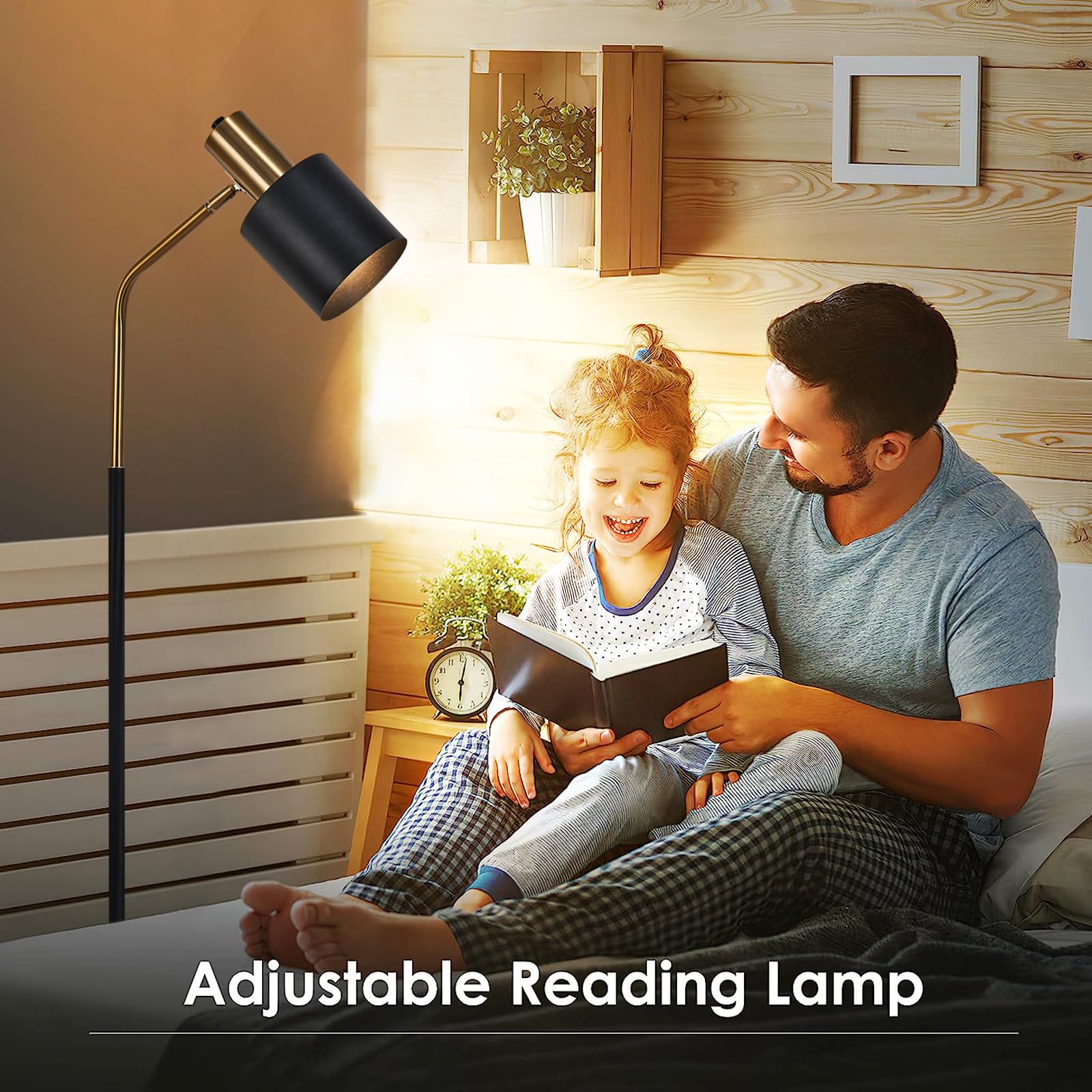 O'Neeldy Modern Industrial Floor Lamp 65'' Black Standing Lamp, Black Floor Lamp With 360 Adjustable Lampshade, 12W E26 Bulb Inc