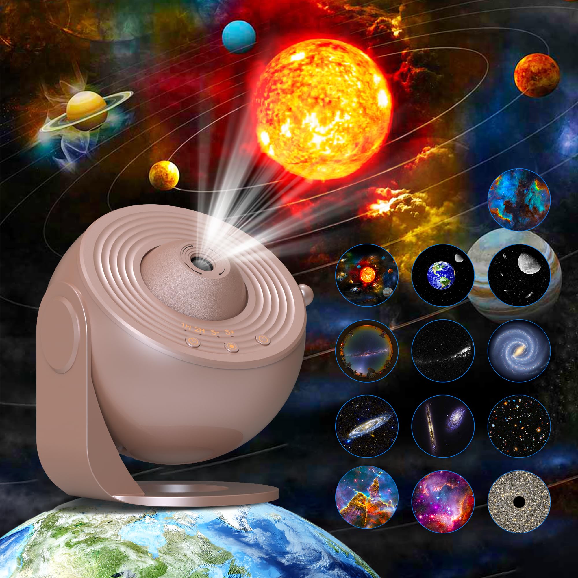 FlyLily Galaxy Projector, 12 in 1 Planetarium Galaxy Star Projector for Bedroom, 360? Rotating Galaxy Star Night Light Projector