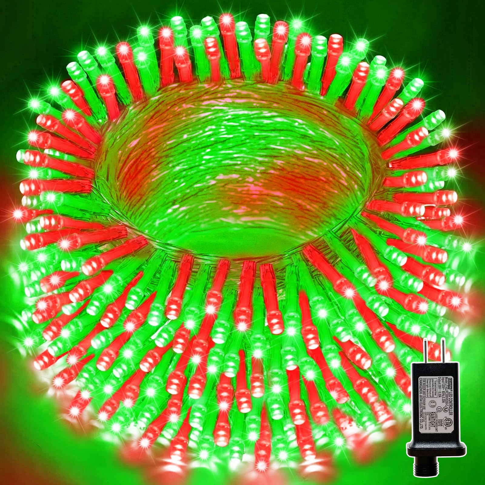 Lamphome 33Ft Christmas Decorative Mini Lights  100 Led Transparent Wire Fairy Starry String Lights Plug In  16 Lighting Modes  For Indoor Outdoor Xmas Tree Wedding Party Decoration (Red+Green)