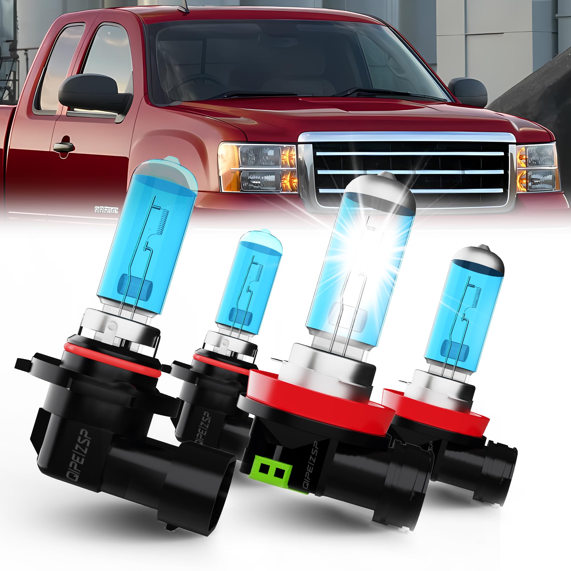 QIPEIZSP Compatible with GMC Sierra 1500 2500 3500 hd 2007-2013 halogen Headlight Bulbs, 9005/HB3/H10 and h11/h9/h8 Hi Lo Beam C