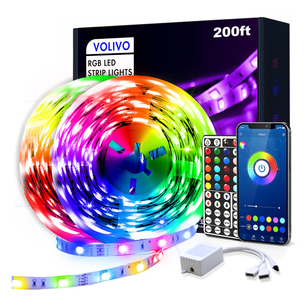 Volivo Led Strip Lights 200Ft,App Controlled Bluetooth Led Light Strip Sync With Music, Color Changing Led Lights For Bedroom, H