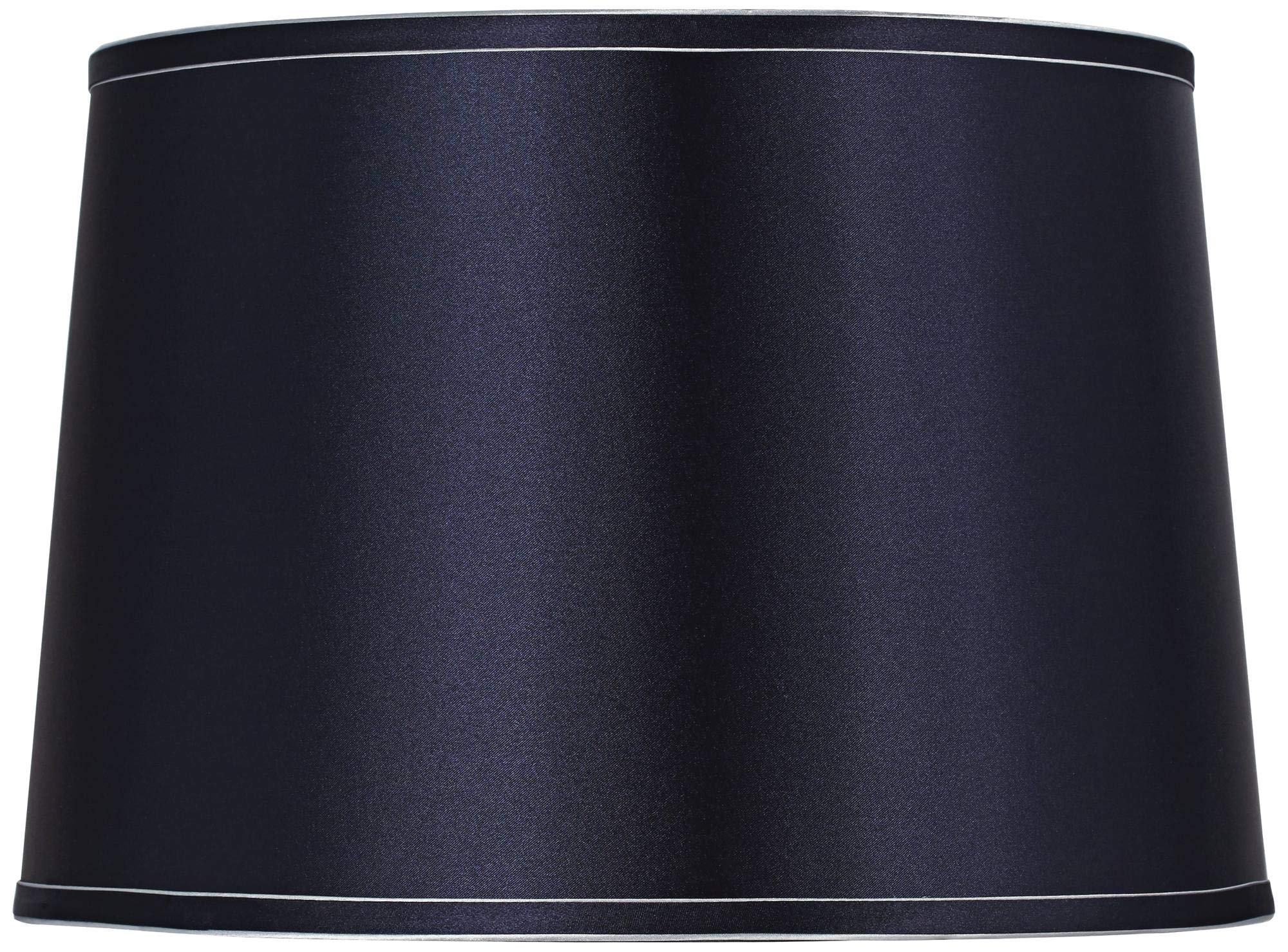 Sydnee Navy with Silver Trim Medium Drum Lamp Shade 14'' Top x 16'' Bottom x 11'' Slant (Spider) Replacement with Harp and Finia