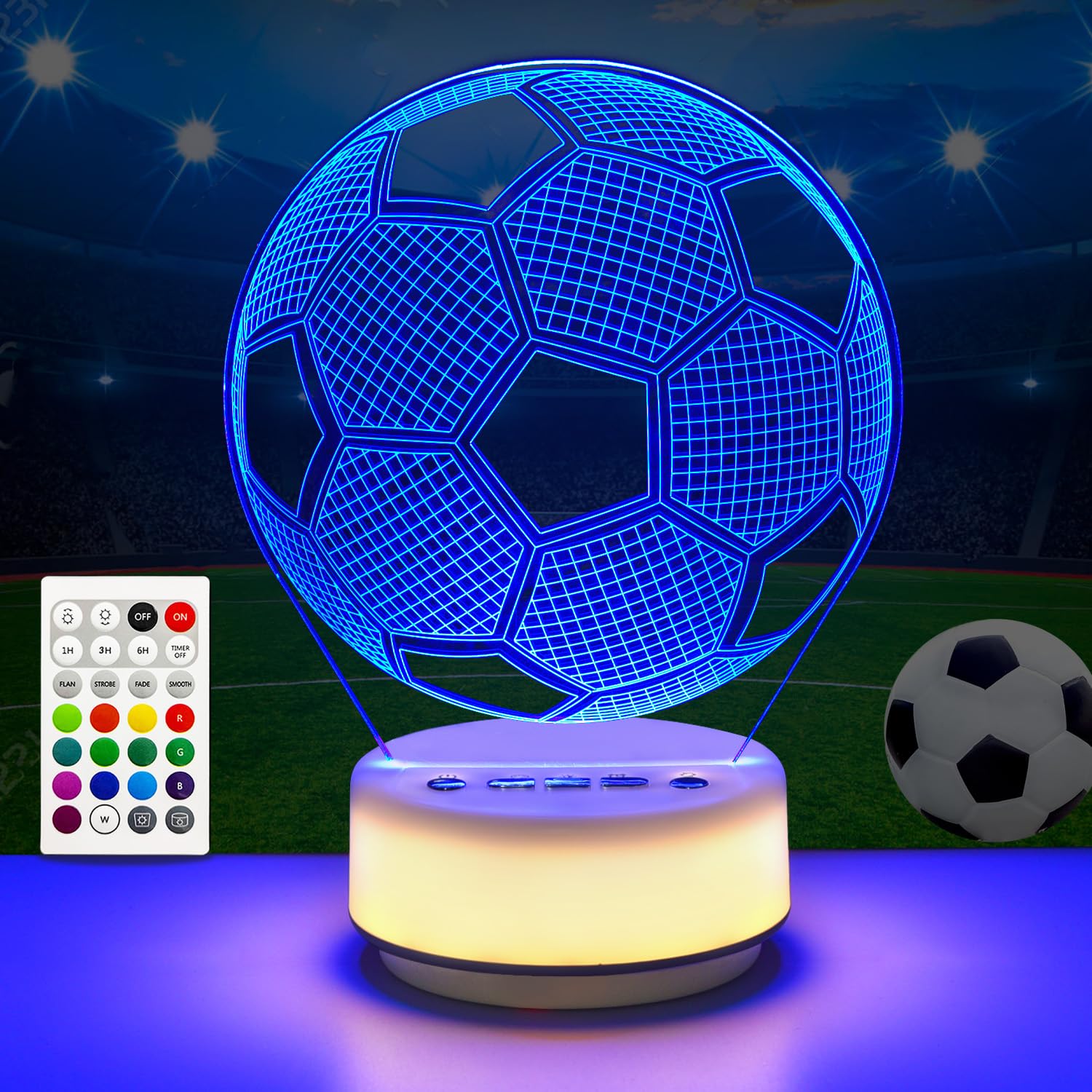 SHINECLOUD Classic Football Night Light Table Mood Lamp, Football Gifts, Entity Key/Timer/Remote Control/Dimmable, Christmas/Bir