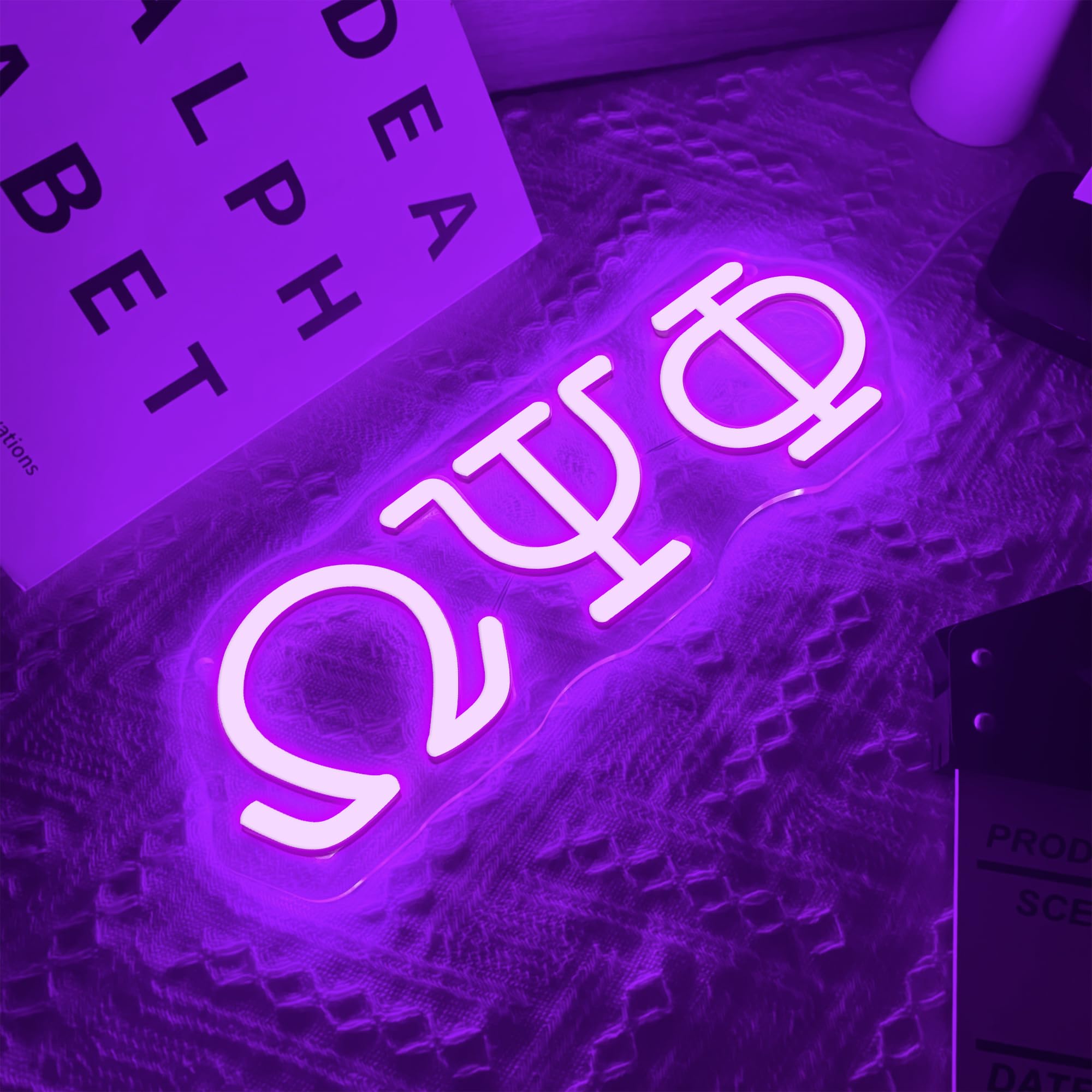 Gippro Psi Phi Fraternity Neon Sign, Dimmable LED Wall Decor, 11.8x4in, Purple Acrylic
