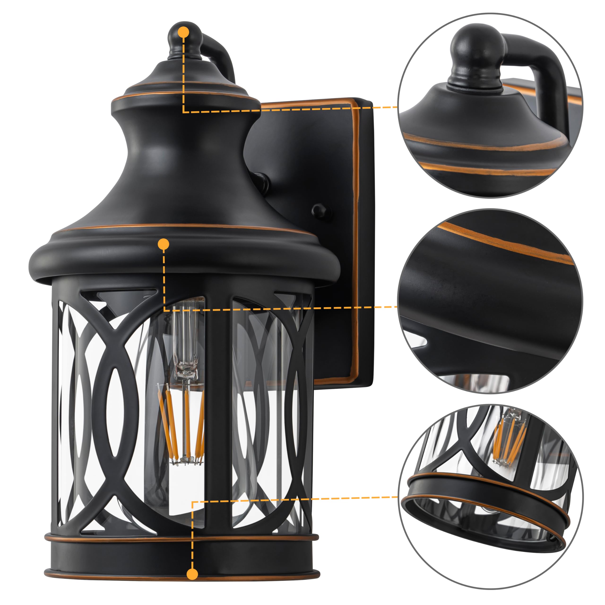 Laplusbelle 2-Pack Outdoor Wall Lights, Porch Lights, Waterproof Outdoor Wall Sconce, Exterior Light Fixture Oil-Rubbed Bronze F