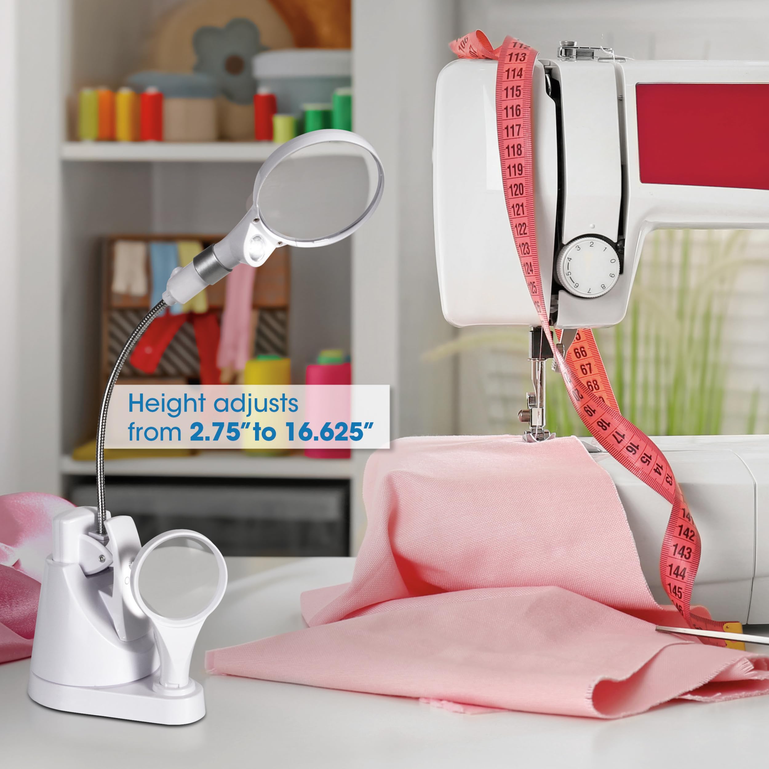Ottlite Led Clip & Freestanding Dual Magnifier Lamp - Adjustable Neck, Light For Crafting & Reading
