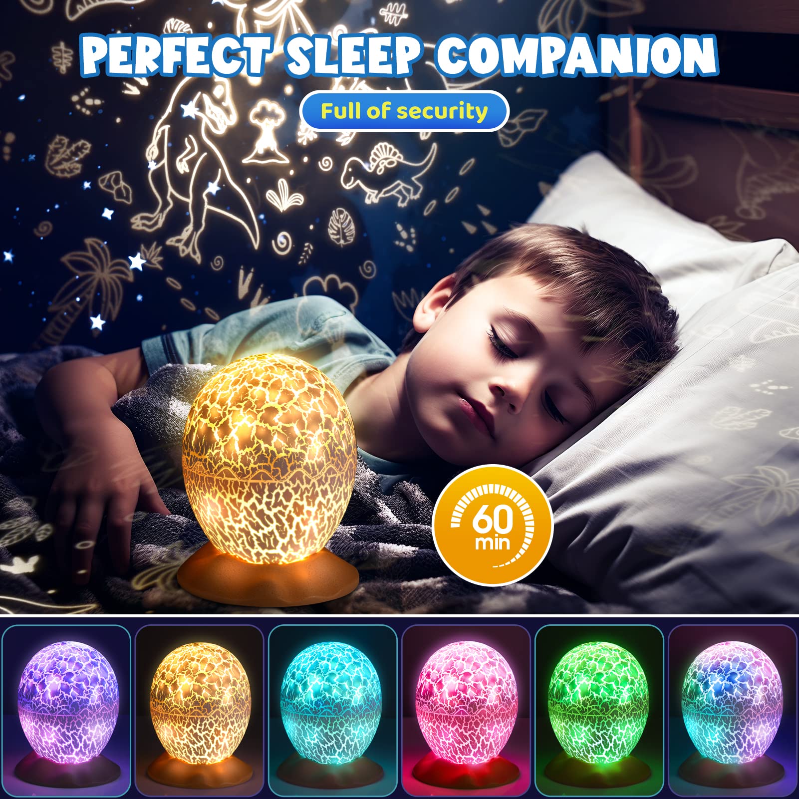 Dinosaur Egg Night Light Toys 2-In-1 Dino & Star Projector For Kids 3-5 6 7 8 9 10 Year Old Boy Girls Nights Lights Lamp Boys Easter Birthday Gifts For Kid Age 3-12