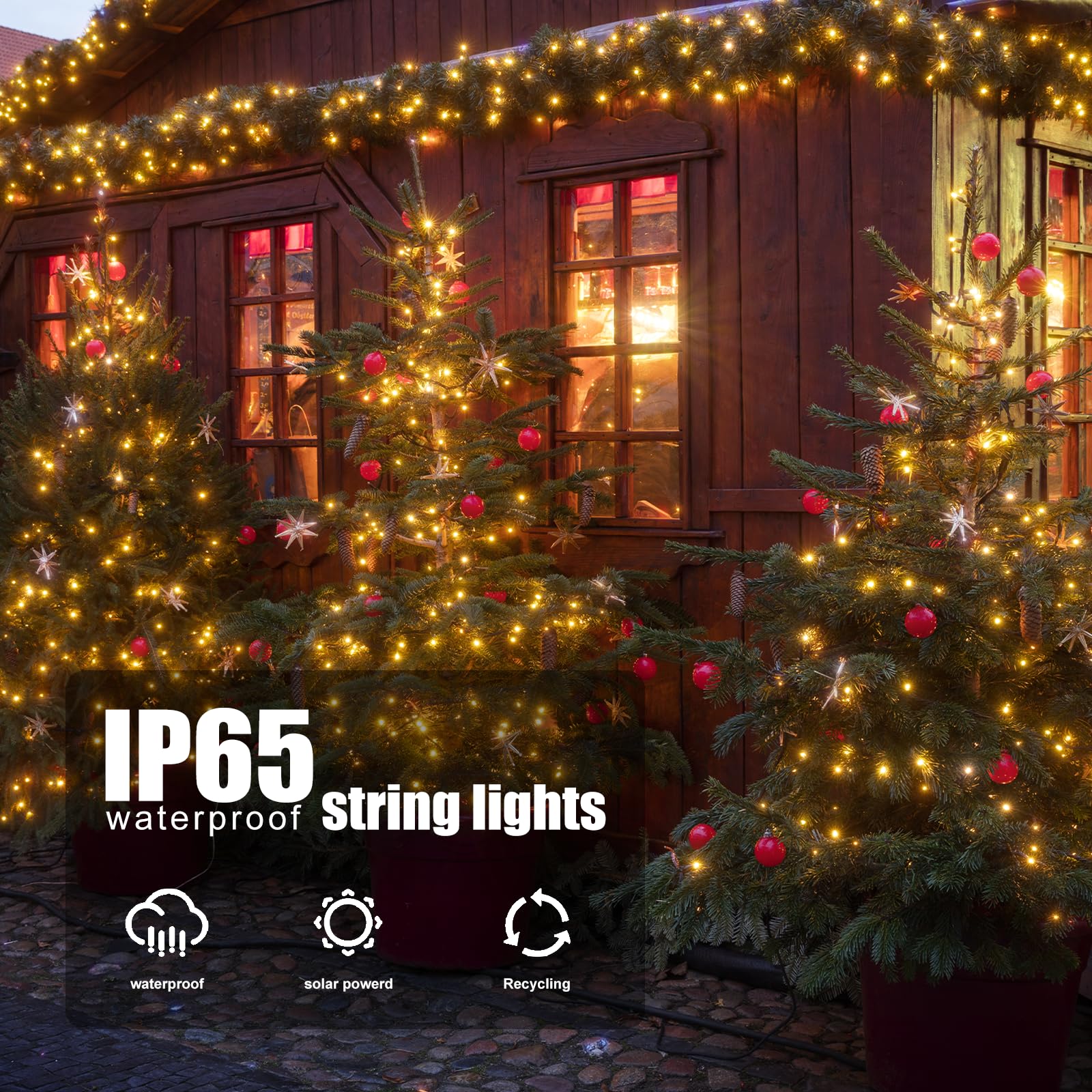 Selarlyt 2 Pack Solar Christmas Lights Outdoor, 72Ft 200 Led Solar String Lights For Outside With 8 Lighting Modes, Ip65 Waterproof Solar String Lights Outdoor For Garden Party Tree Decor,Warm White