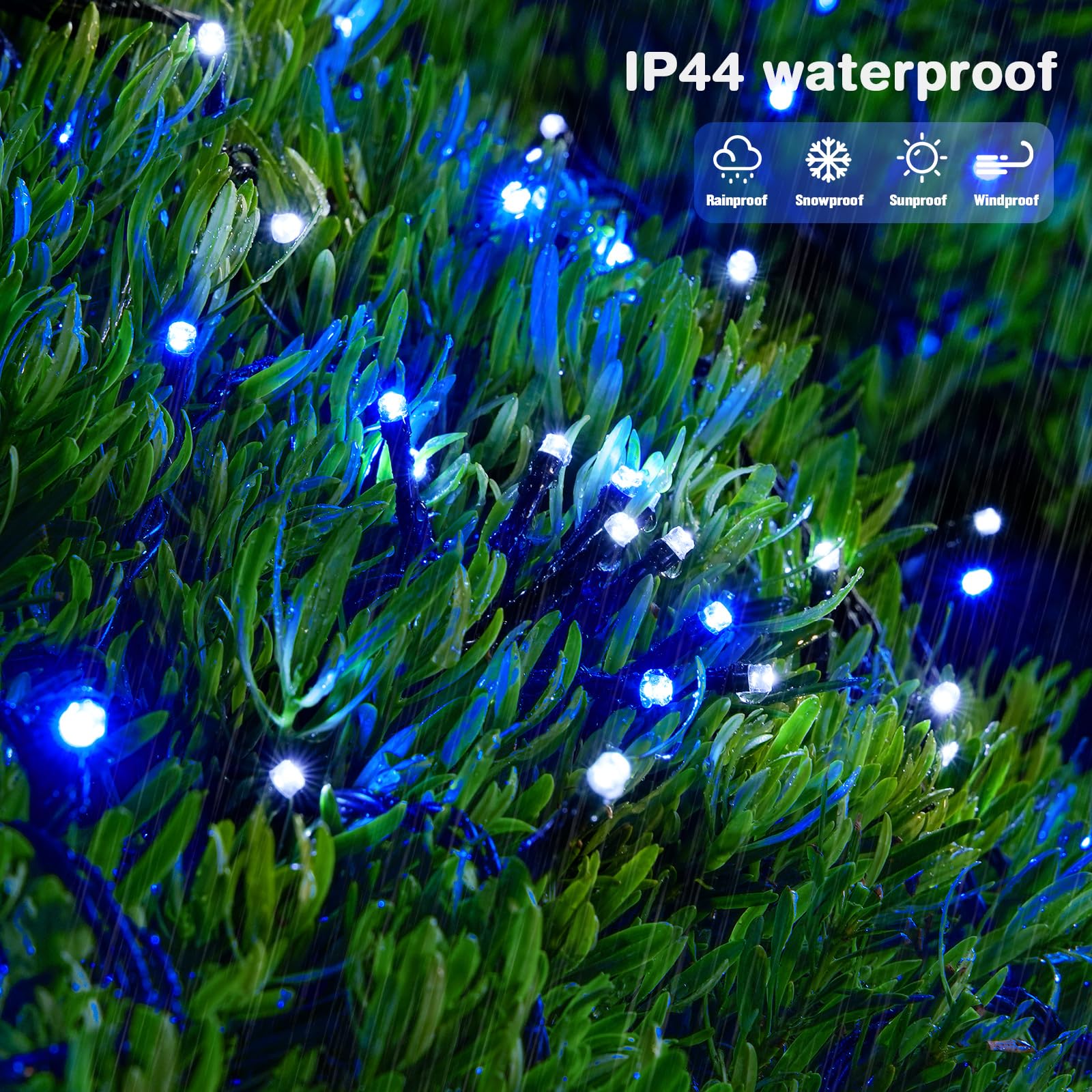 Jmexsuss 2 Pack Blue And White Solar Christmas Lights, Total 400 Led 151Ft Solar String Lights Outdoor Waterproof, 8 Modes Solar Lights For Outside Tree Patio Christmas Decorations