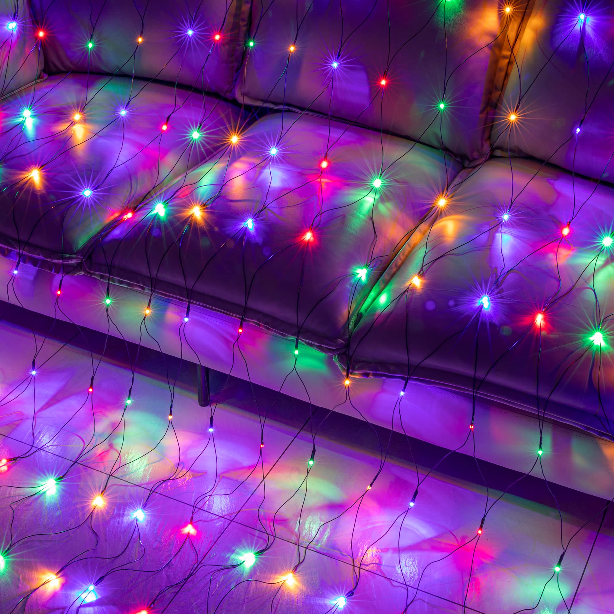 Awq 200 Led 9.8Ft X 6.6Ft String Lights Net Mesh Christmas Lights 8 Modes For Christmas Wedding Party Home Garden Lawn Bushes Bedroom Indoor Outdoor Decor (9.8Ft X 6.6Ft, Multicolor)