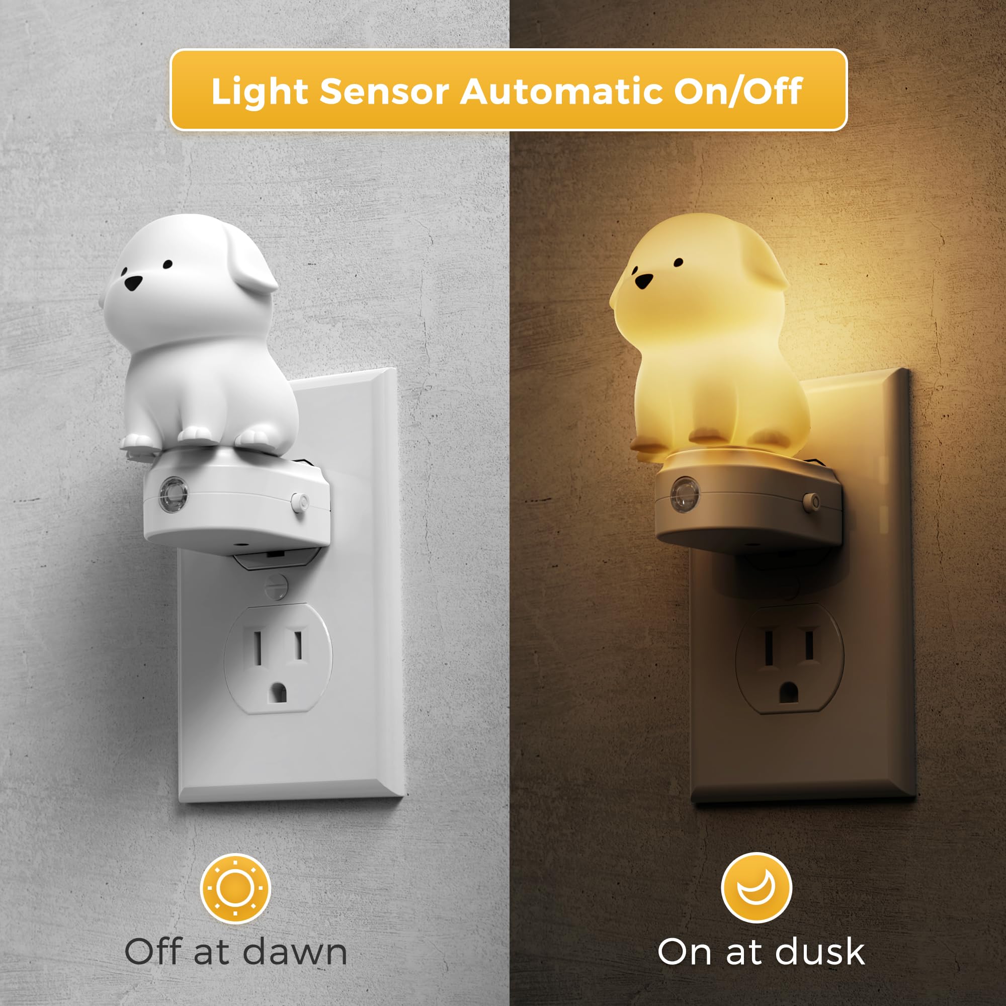 L LOHAS LED 3CCT Dog Night Light - Cute Puppy Design with Dusk to Dawn Sensor, 1 Pack, Ideal Christmas Birthday Gift for Kids
