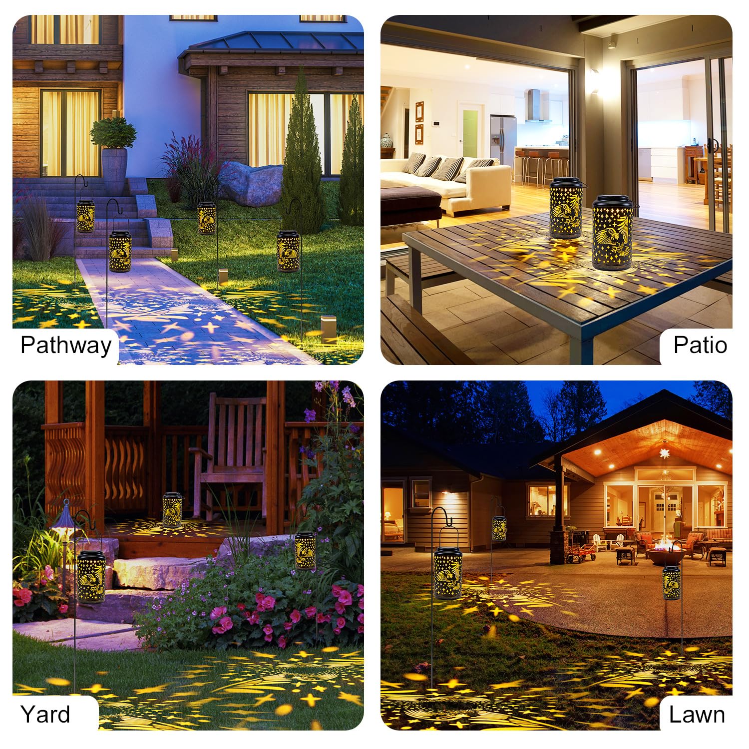 Pearlstar Eagle Lantern Outdoor Solar Hanging Lantern Lights Decorative Solar Light Waterproof For Table Patio Yard Garden Lawn