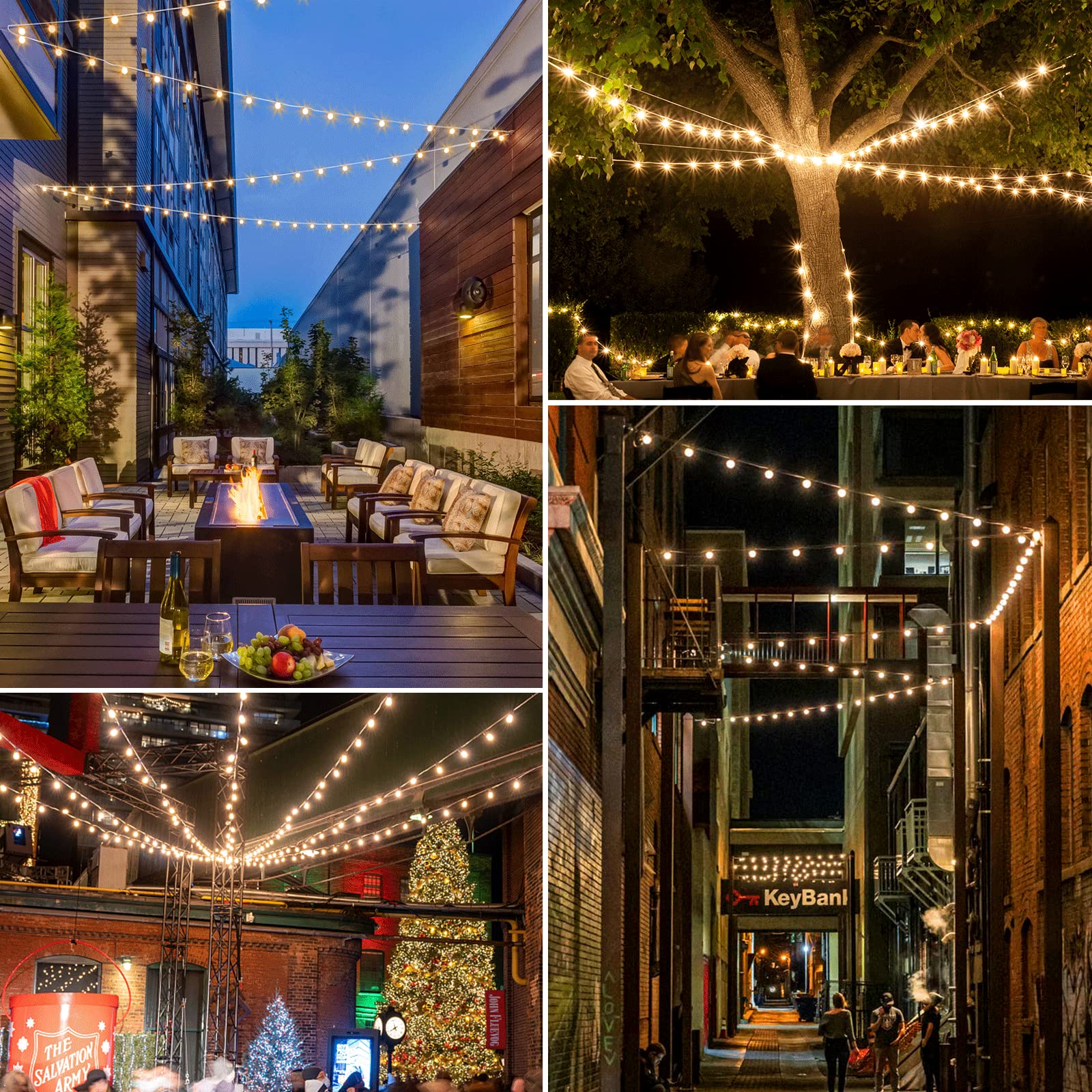 Mlambert 150Ft(3X50Ft) Outdoor String Lights, Connectable G40 Globe Patio Lights Connectable With 75+6 Led Plastic Bulbs For Out