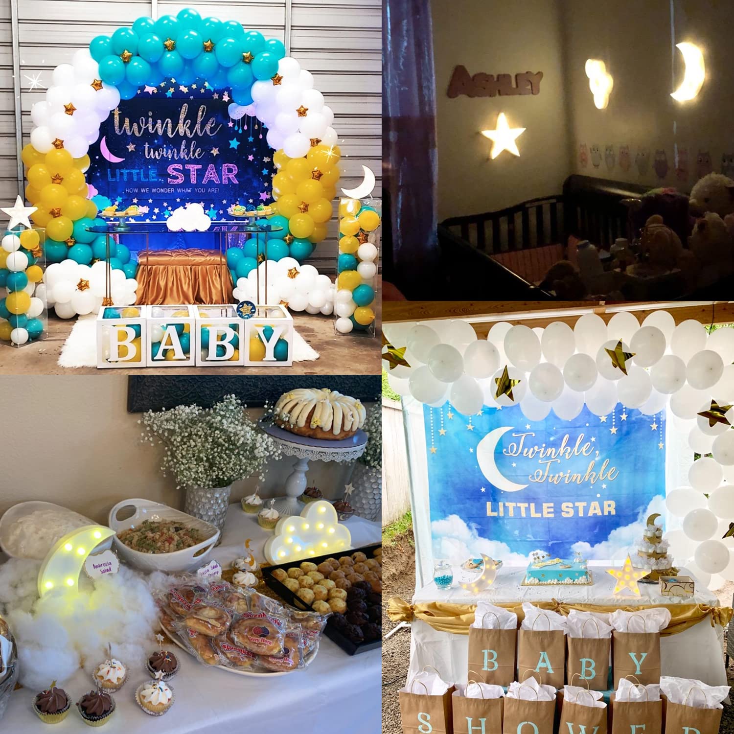 Zuokemy 3Pcs Decorative Led Crescent Moon Star Cloud Night Light Can Be Hung On The Wall Children’S Room Room Light, Suitable For Birthday Parties, Holiday Decorations, Baby Room Decoration.