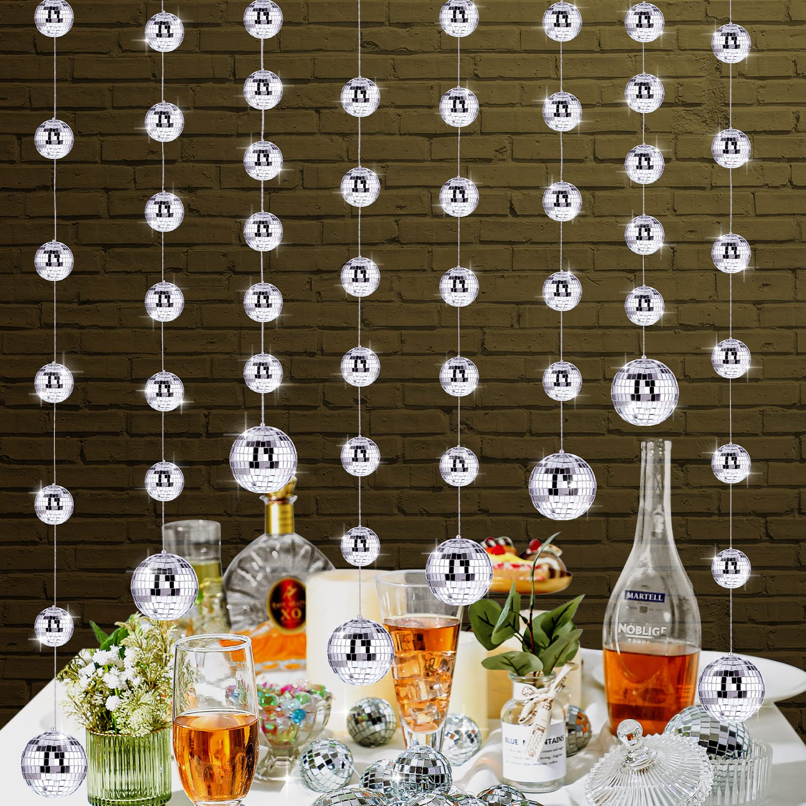 Sumind Mini Disco Ball Ornaments, 8 Packs, Silver, 2 Inch & 3 Inch, Reflective Mirror for Party Decorations, Model HB-Sumind-BI40J