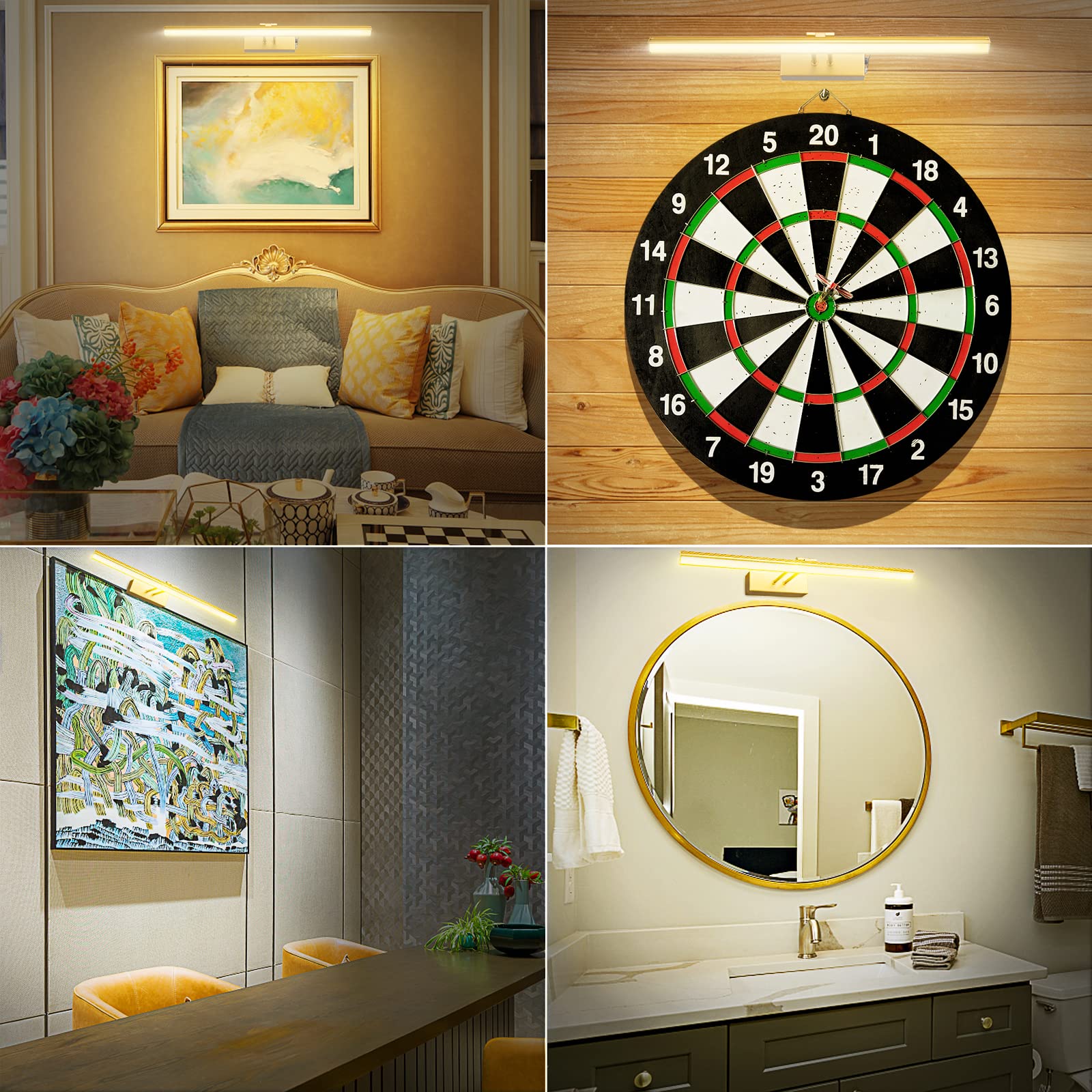 FUNCHDAY Picture Light,Battery Art Lights for Wall,Wireless Remote Painting Light with Timer and Dimmable,13   Metal Display Lig