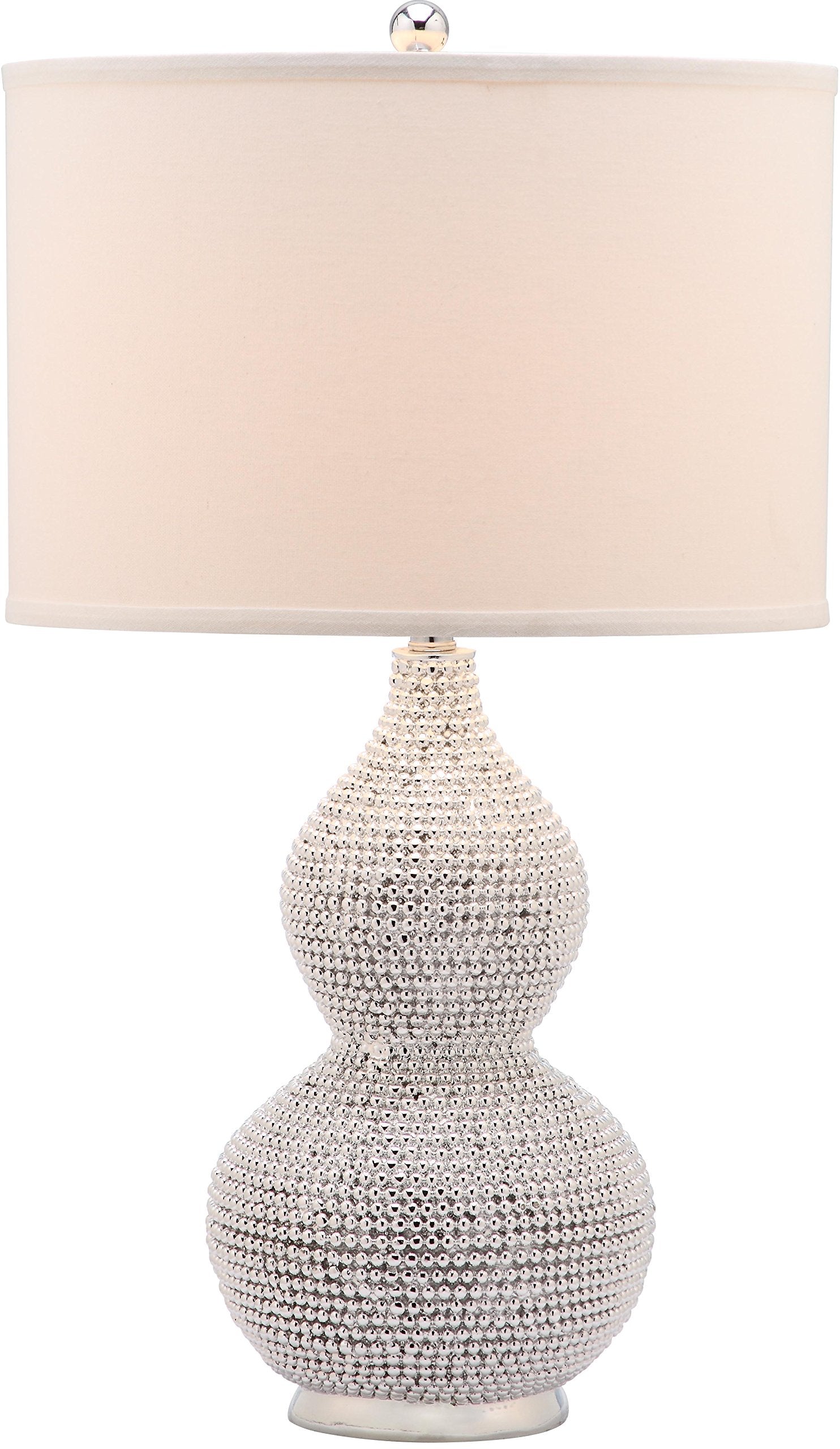 Safavieh Lighting Collection Nicole Bead Base Silver And White Table Lamp, Set Of 2